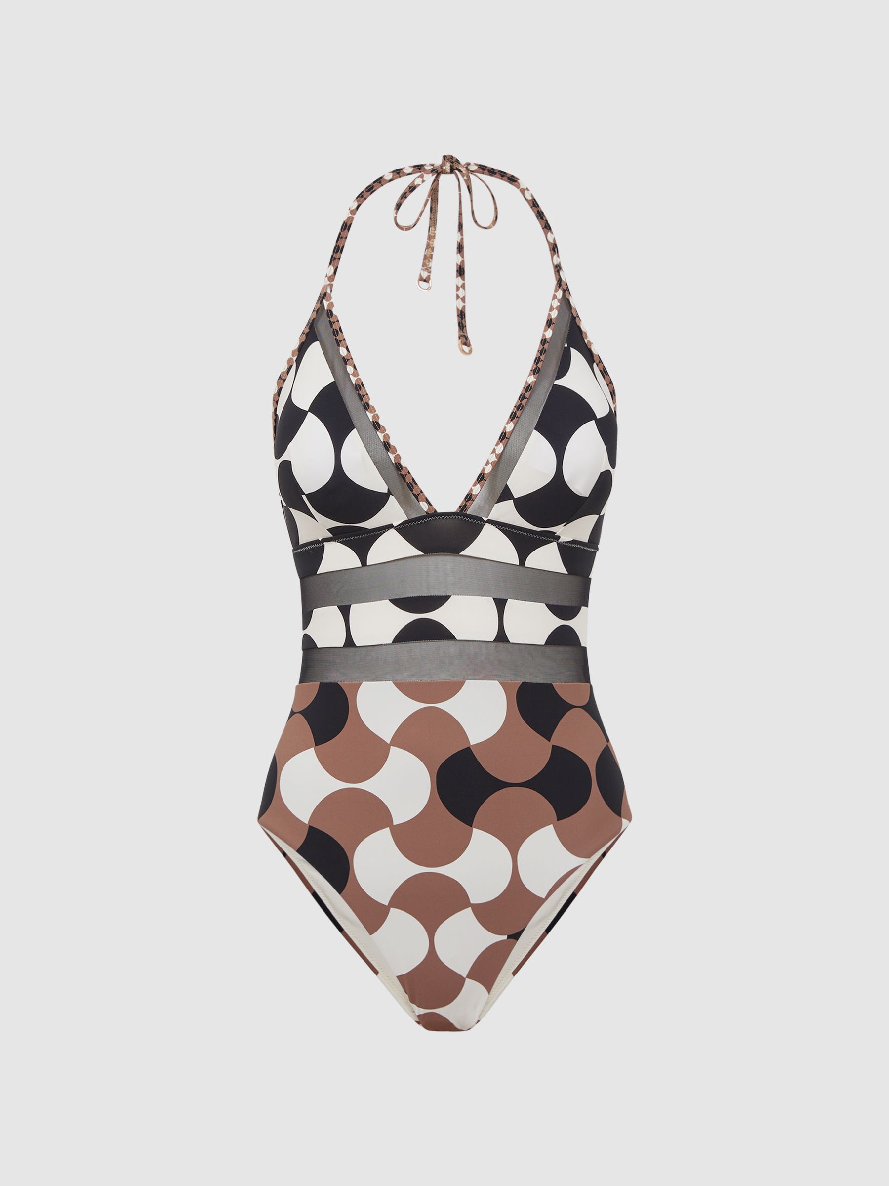 Printed Mesh Swimsuit in White/Black - Image 2 of 5