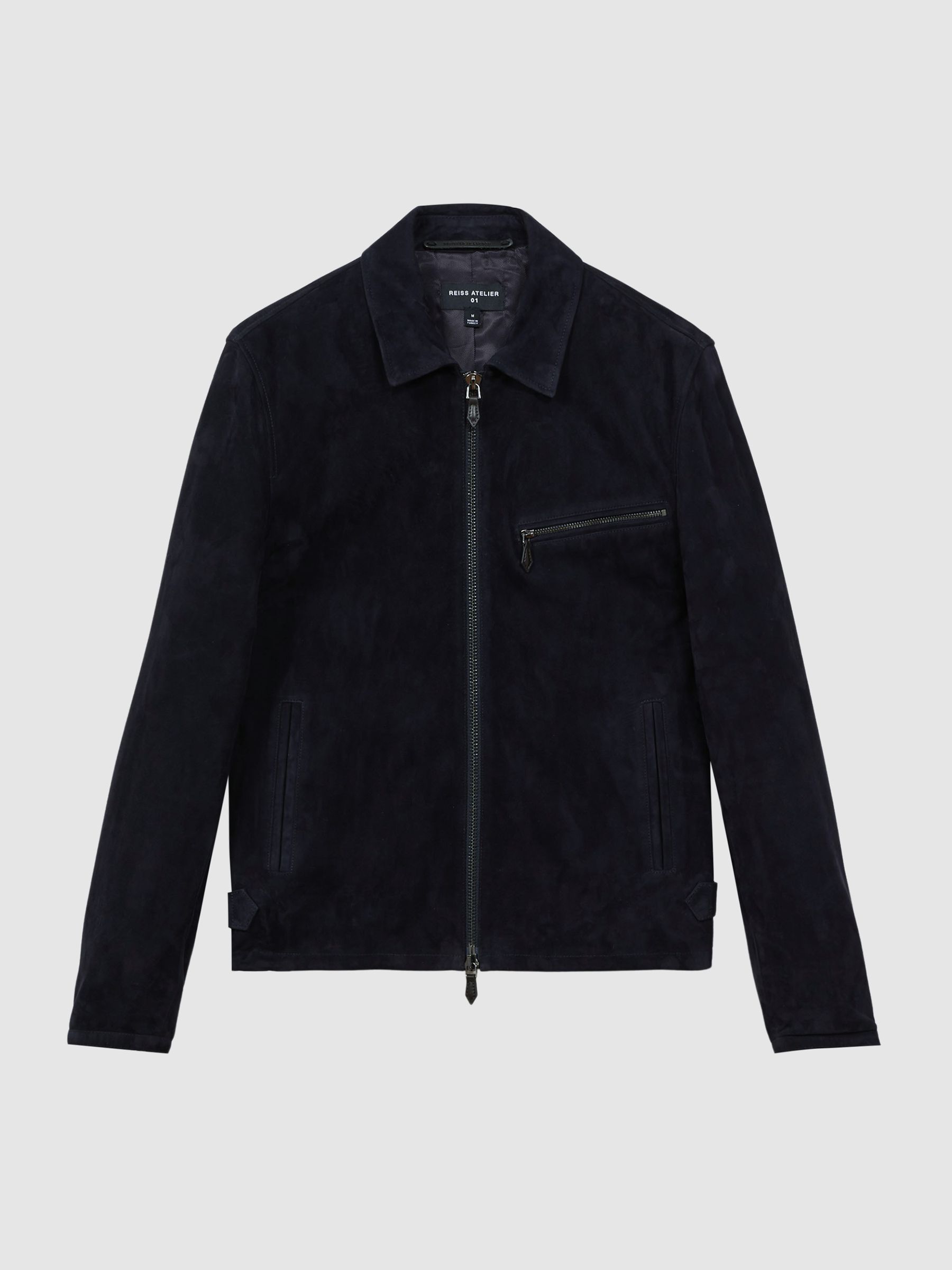 Atelier Metis Suede Zip-Through Jacket in Navy - Image 2 of 8