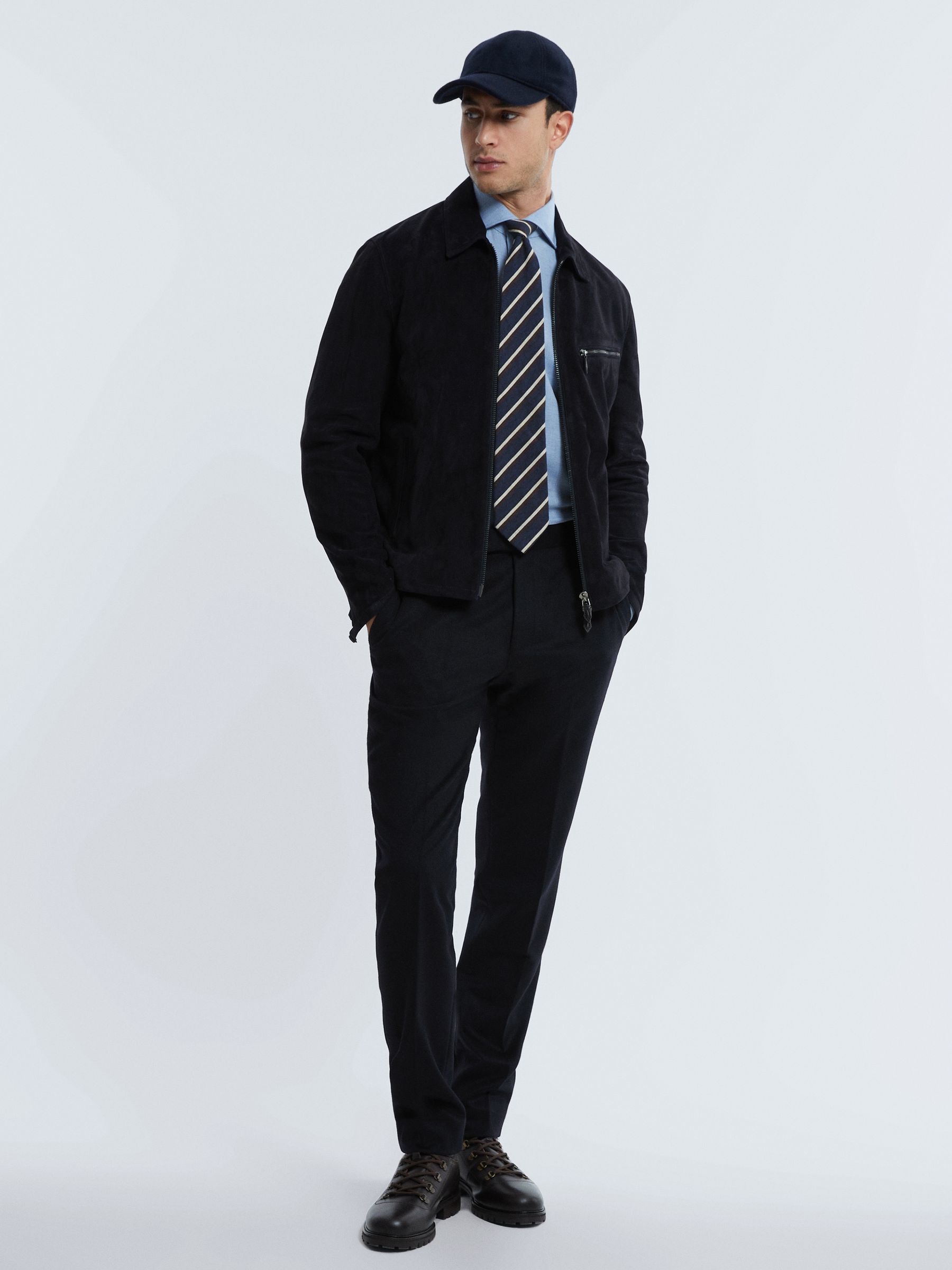 Atelier Metis Suede Zip-Through Jacket in Navy - Image 3 of 8