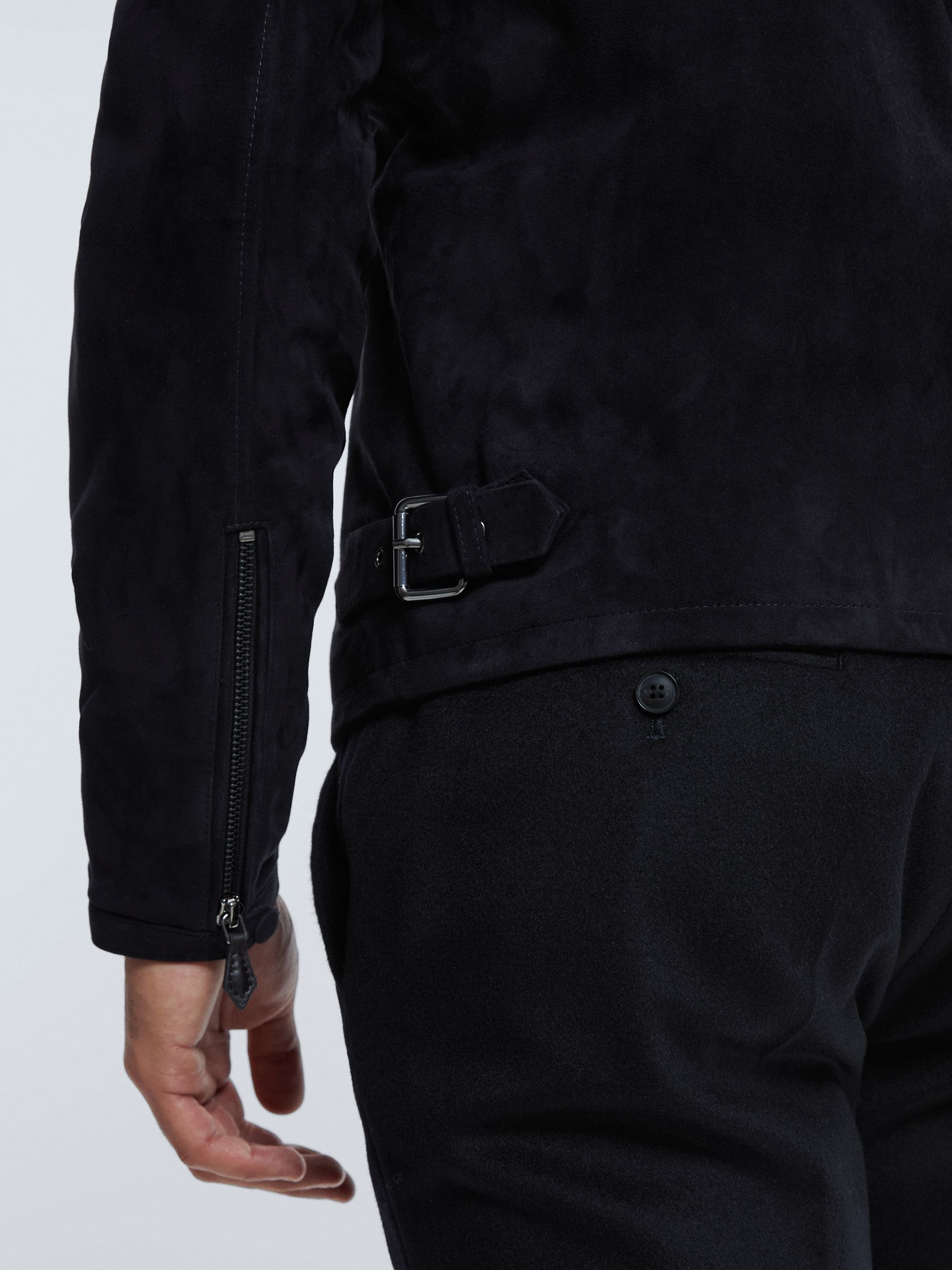 Atelier Metis Suede Zip-Through Jacket in Navy - Image 4 of 8