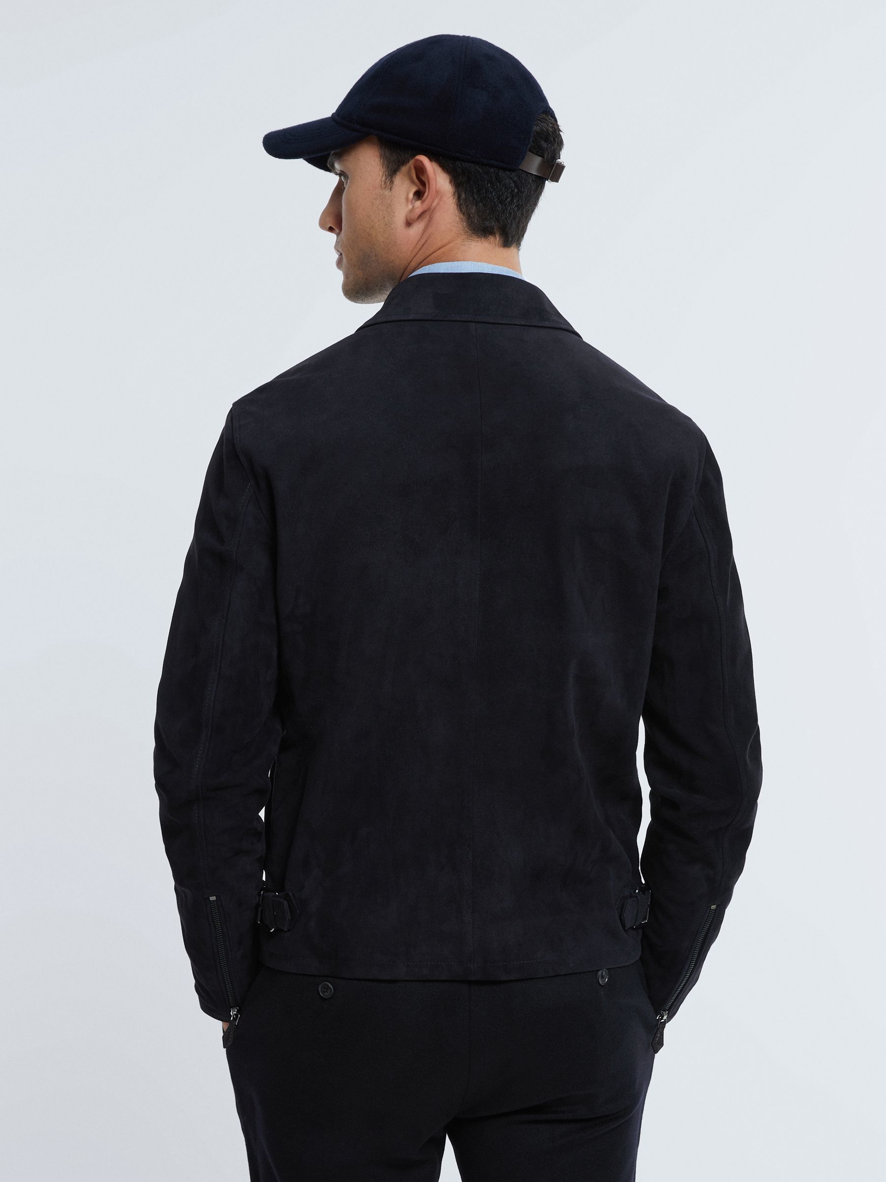 Atelier Metis Suede Zip-Through Jacket in Navy - Image 5 of 8