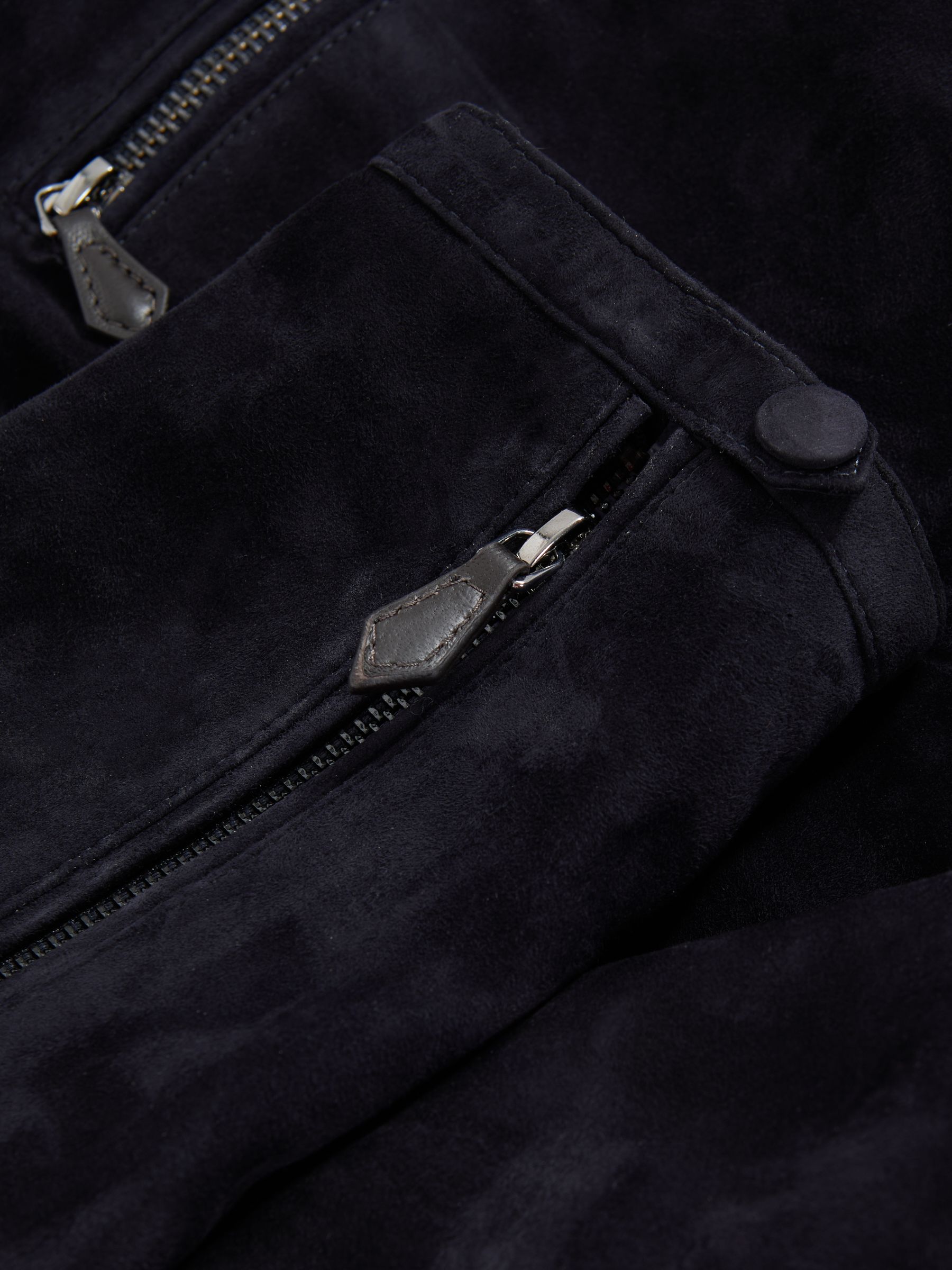 Atelier Metis Suede Zip-Through Jacket in Navy - Image 8 of 8