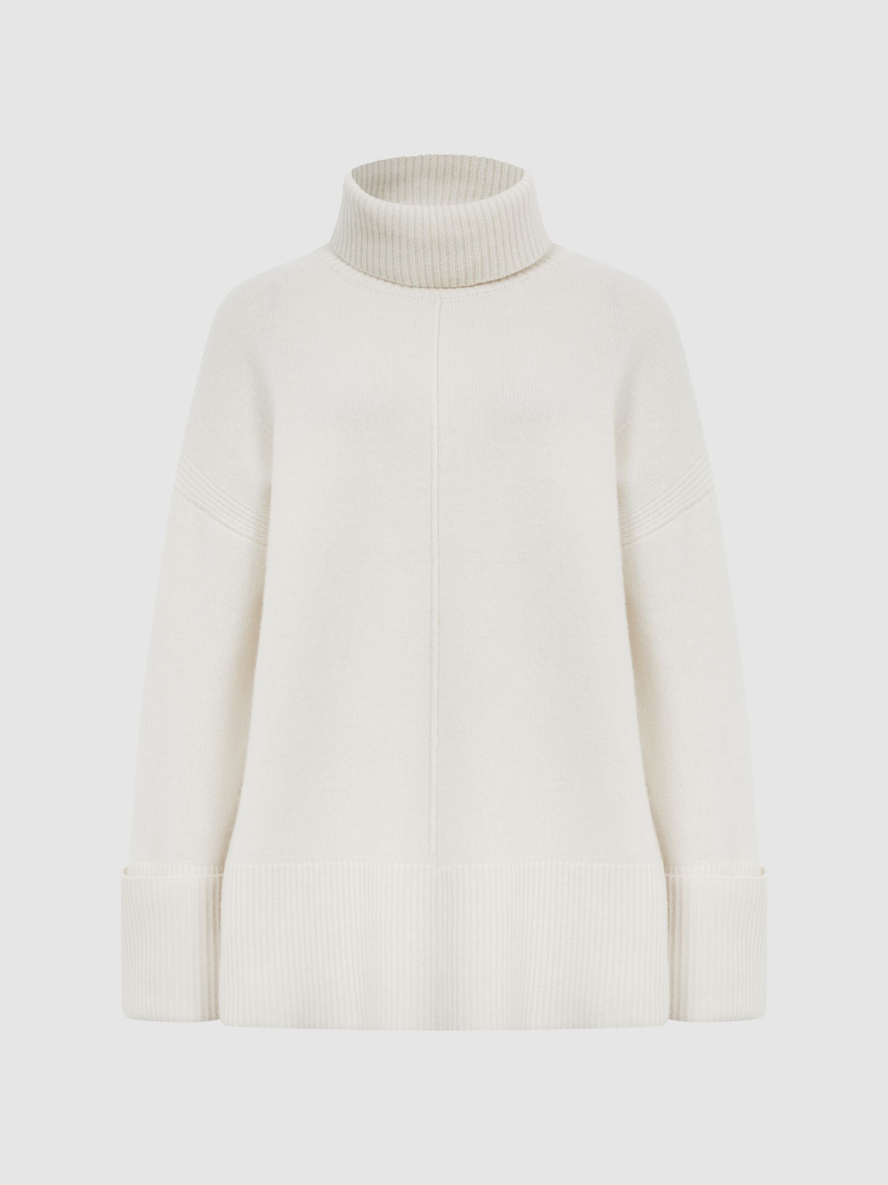 Casual Wool-Cashmere Roll Neck Jumper in Cream - Image 2 of 7