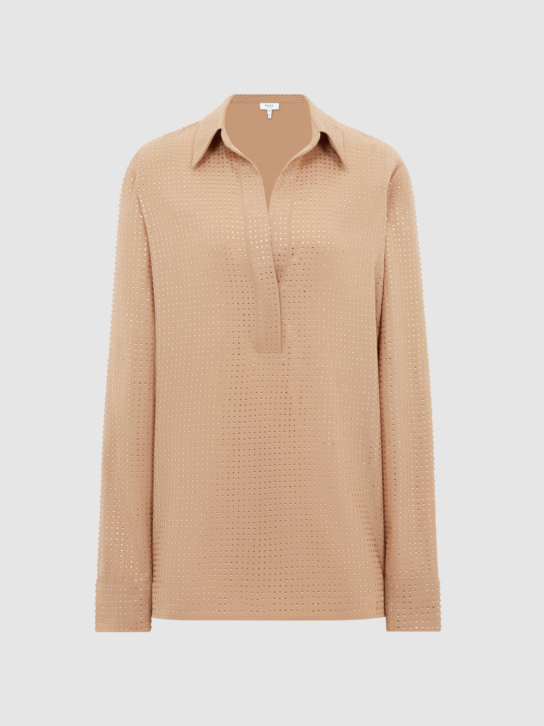 Embellished Long Sleeve Shirt in Nude - Image 2 of 8