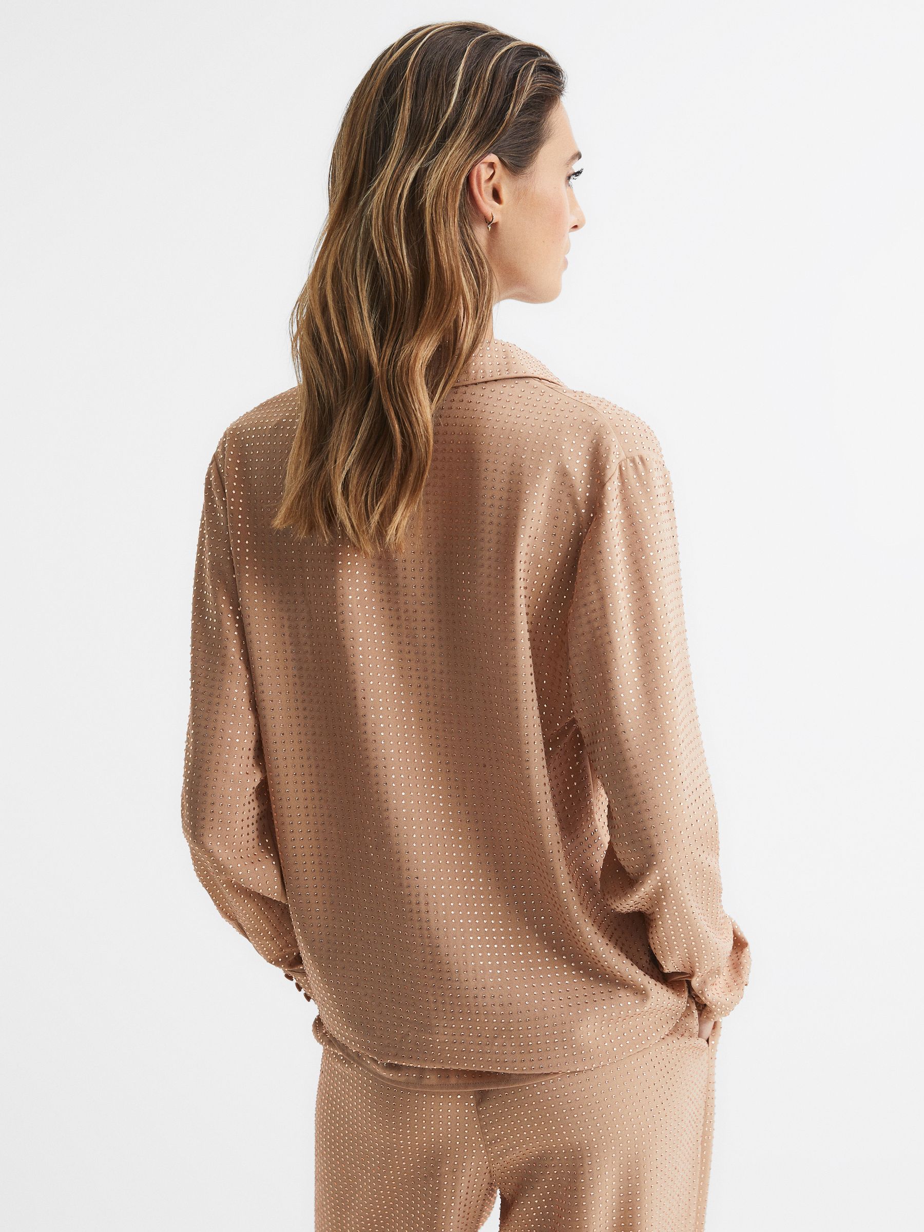 Embellished Long Sleeve Shirt in Nude - Image 5 of 8