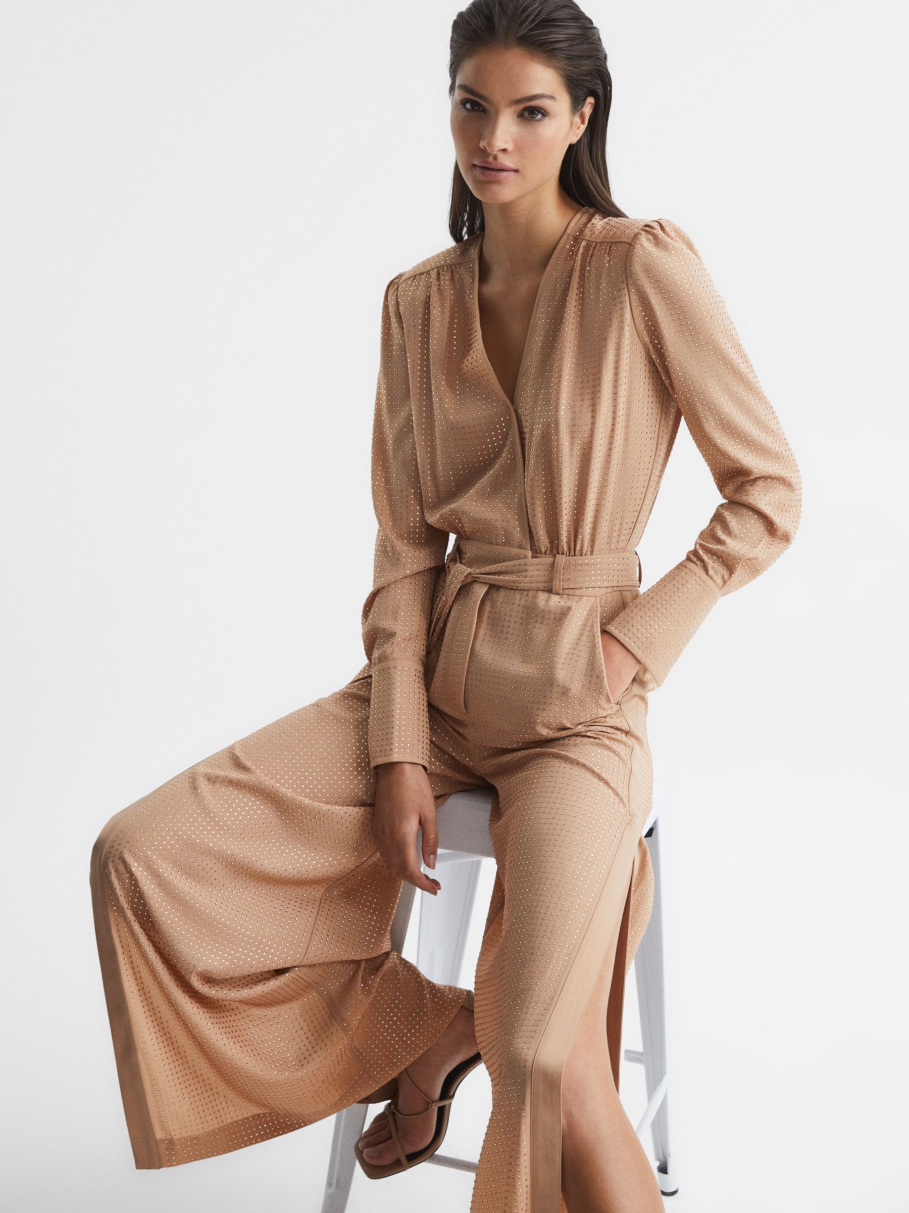 Embellished Jumpsuit in Nude - Image 7 of 7