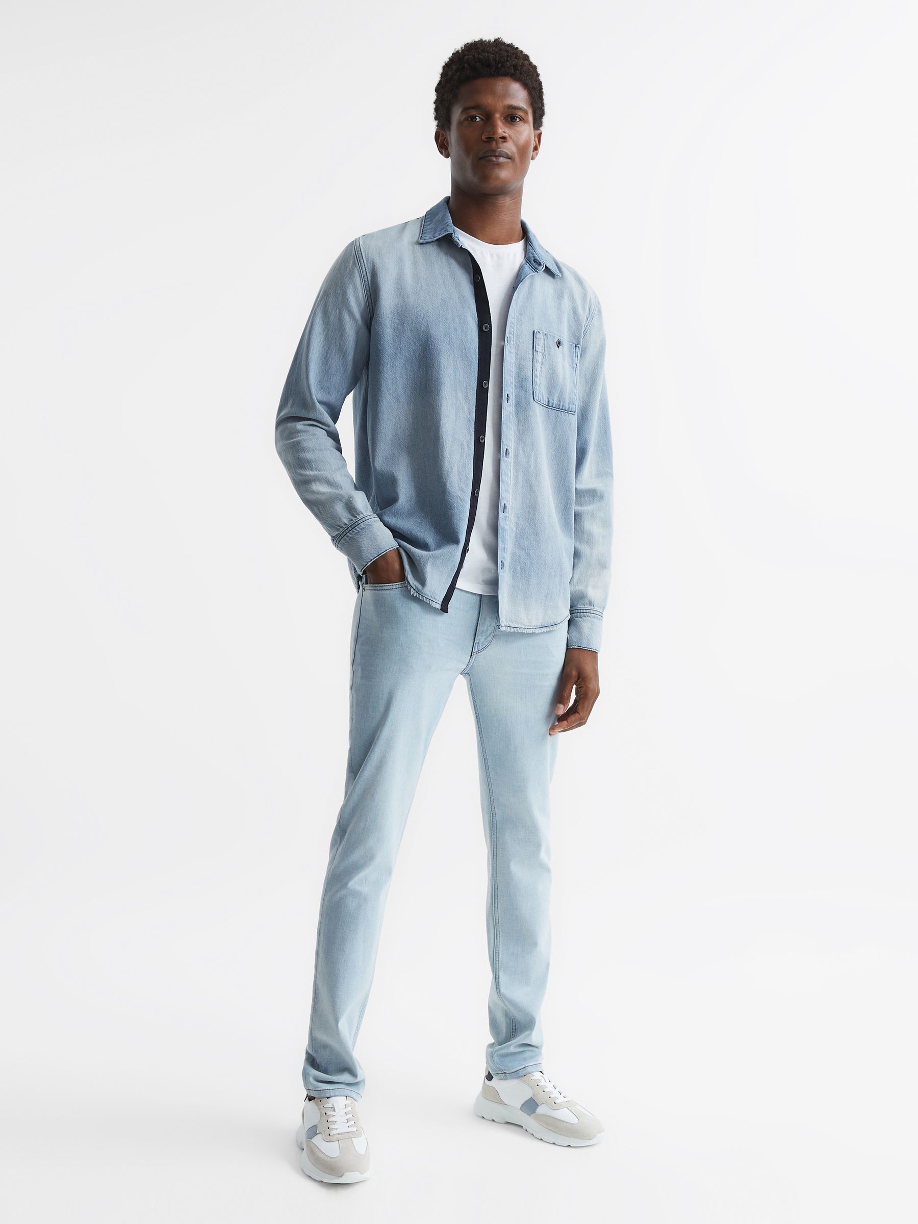 Paige Washed Denim Shirt in Dacey - Image 3 of 5