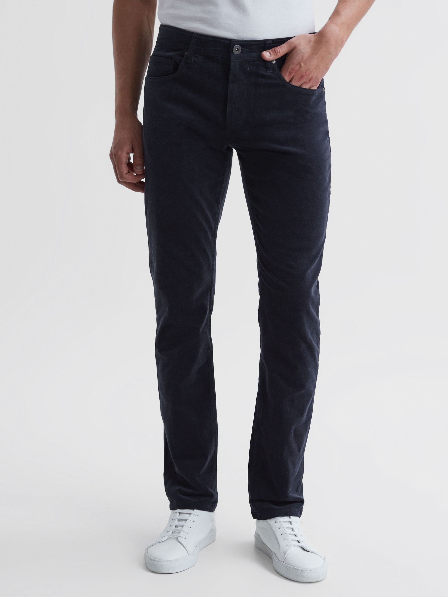 Paige High Stretch Slim Fit Corduroy Jeans in Deep Anchor - Image 1 of 7