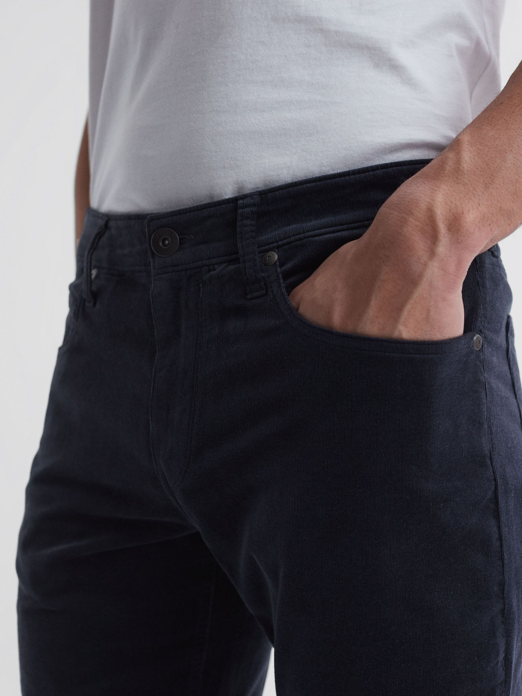 Paige High Stretch Slim Fit Corduroy Jeans in Deep Anchor - Image 4 of 7