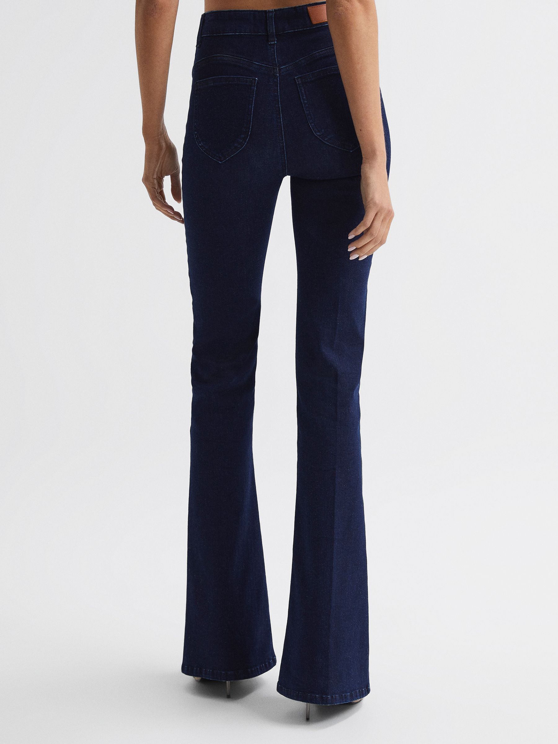 Contour High Rise Flared Jeans in Dark Blue - Image 5 of 9