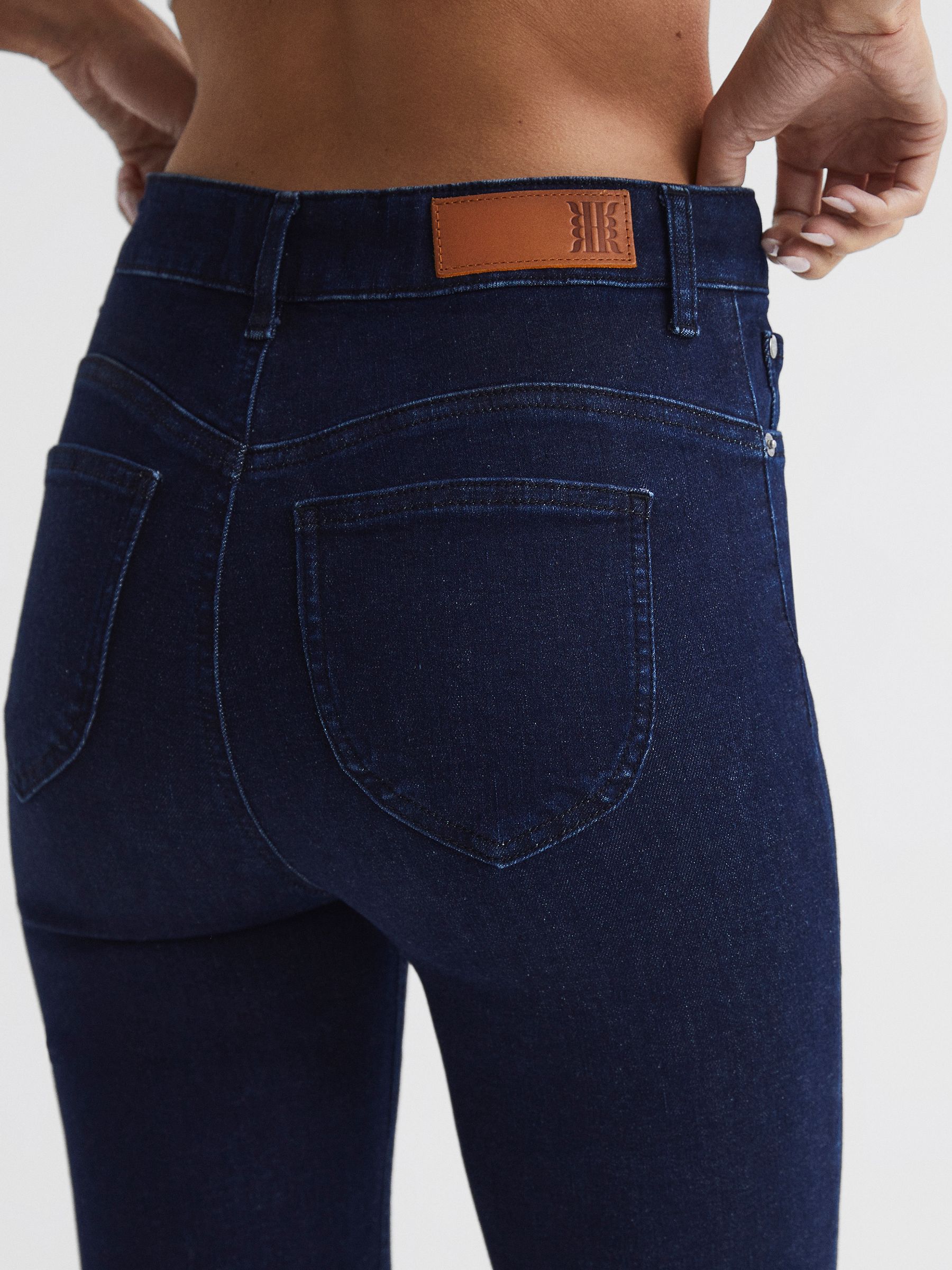 Contour High Rise Flared Jeans in Dark Blue - Image 9 of 9