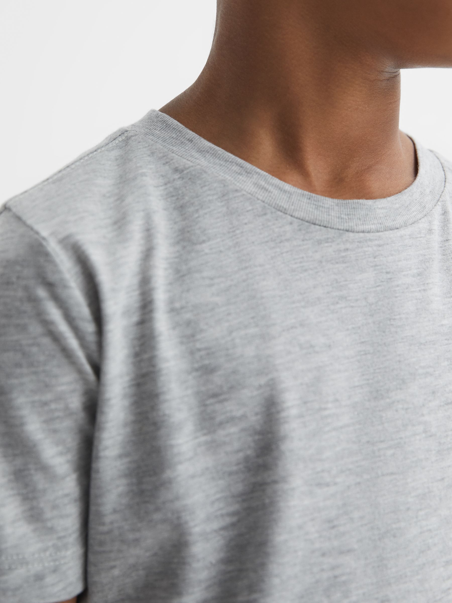 3-9 yrs Crew Neck T-Shirt in Grey Melange - Image 4 of 7