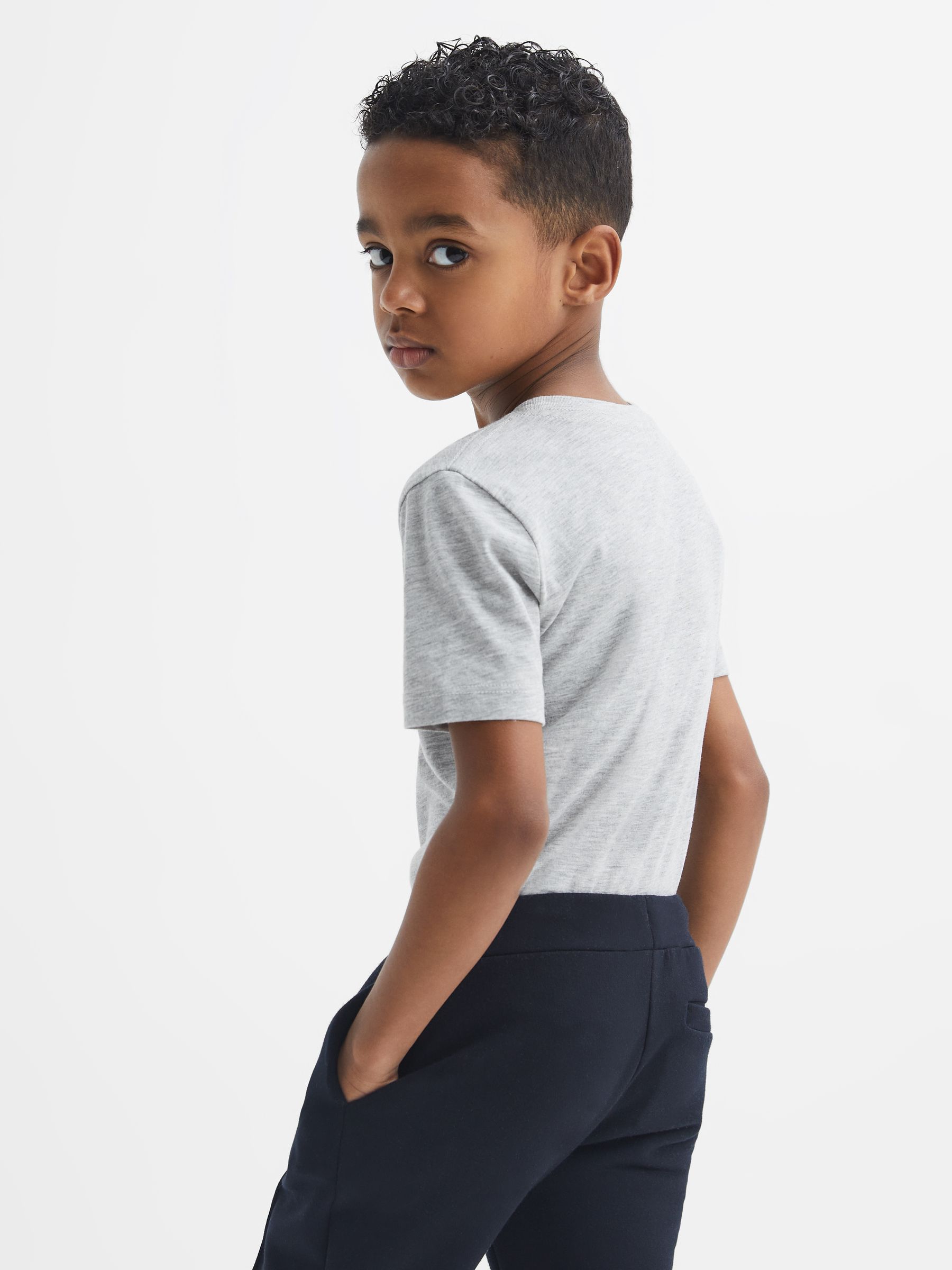 3-9 yrs Crew Neck T-Shirt in Grey Melange - Image 5 of 7