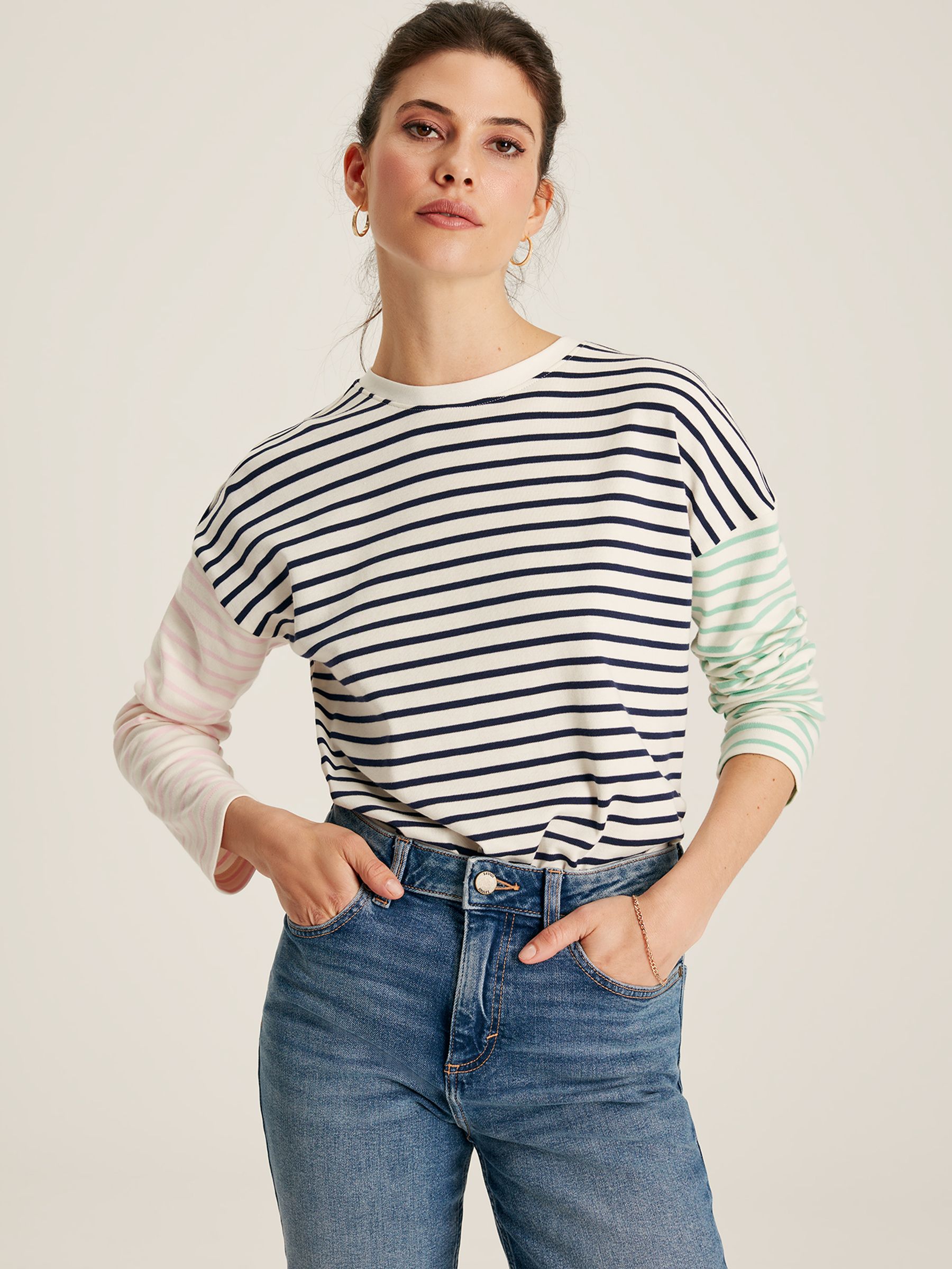 Esther Navy Blue Drop Shoulder Long Sleeve Top - Image 1 of 5