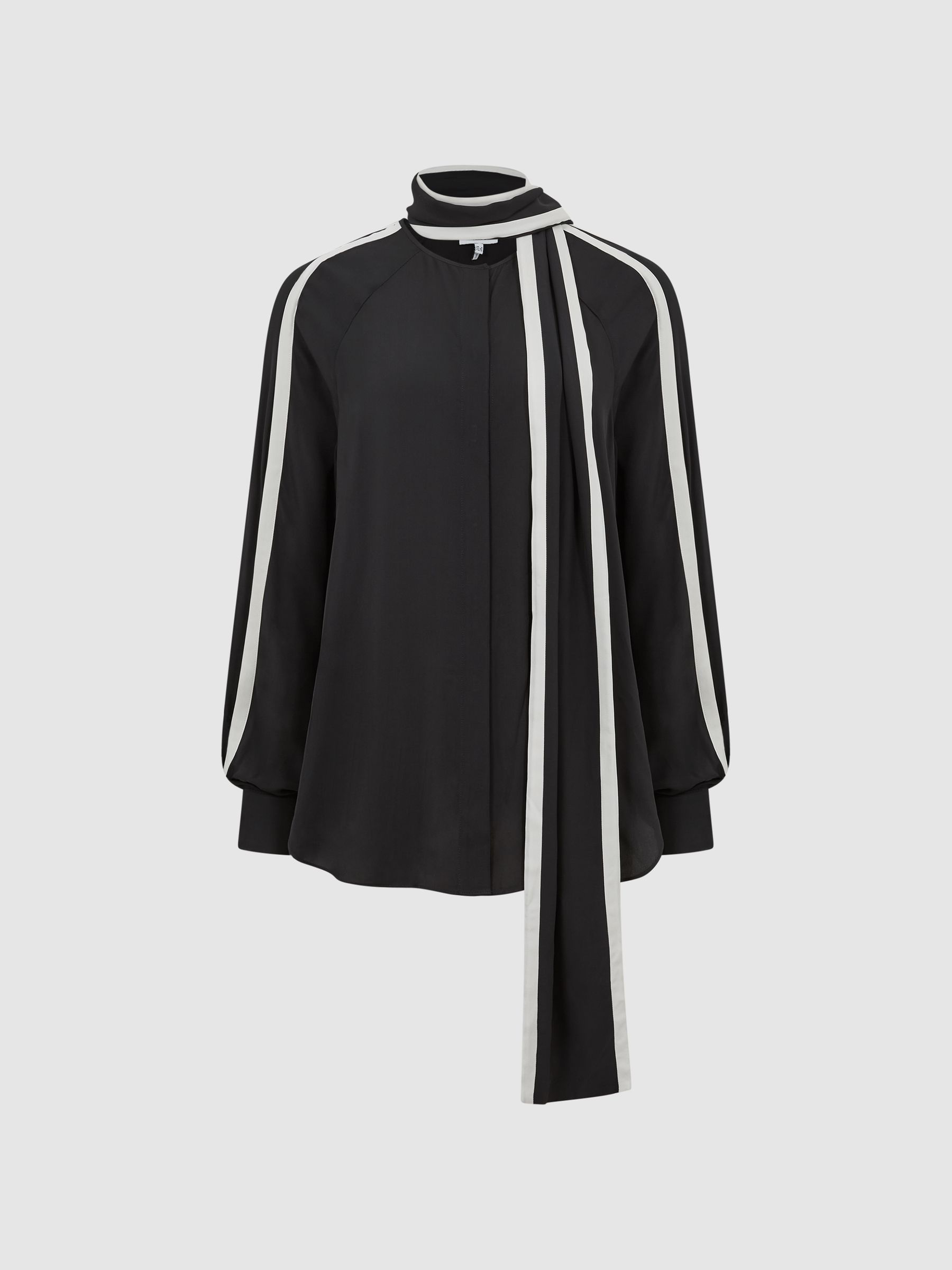 Tipped Sleeve Blouse in Black/Ivory - Image 2 of 7