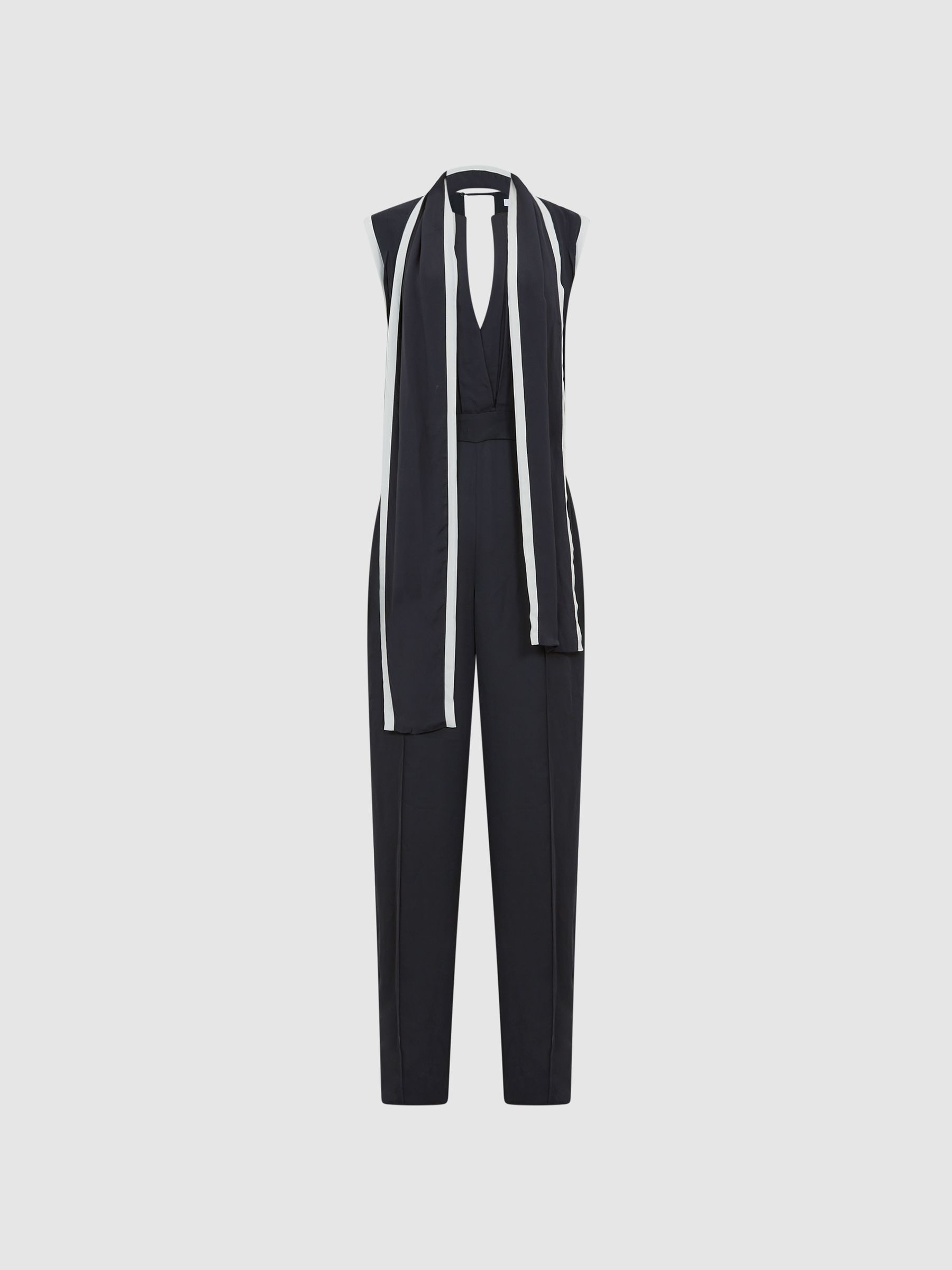 Removable Tie Neck Jumpsuit in Black - Image 2 of 7