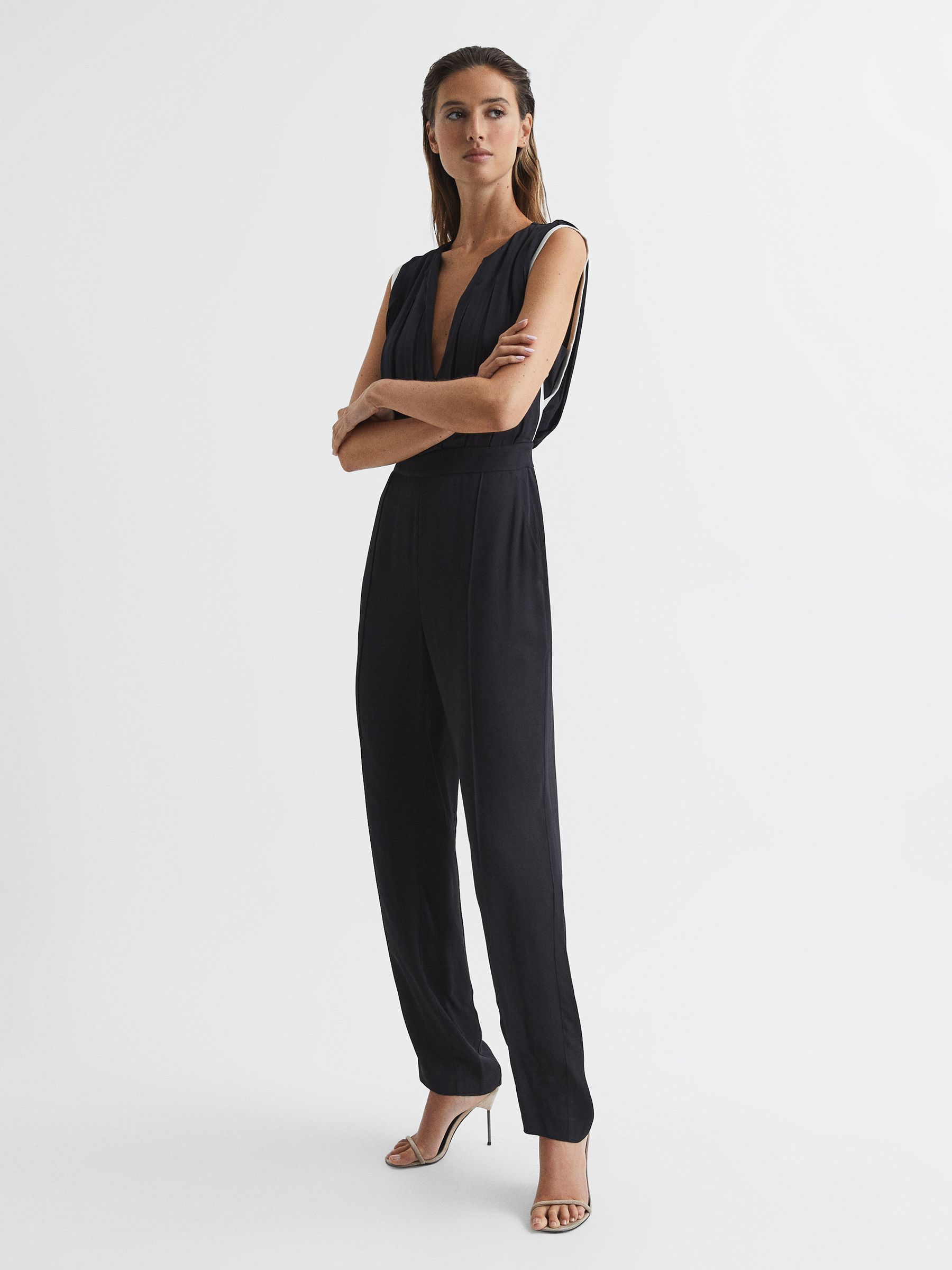 Removable Tie Neck Jumpsuit in Black - Image 3 of 7