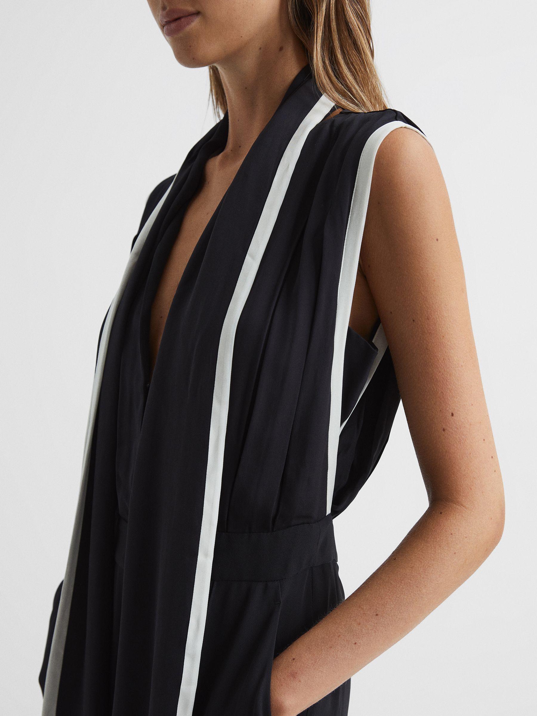 Removable Tie Neck Jumpsuit in Black - Image 7 of 7