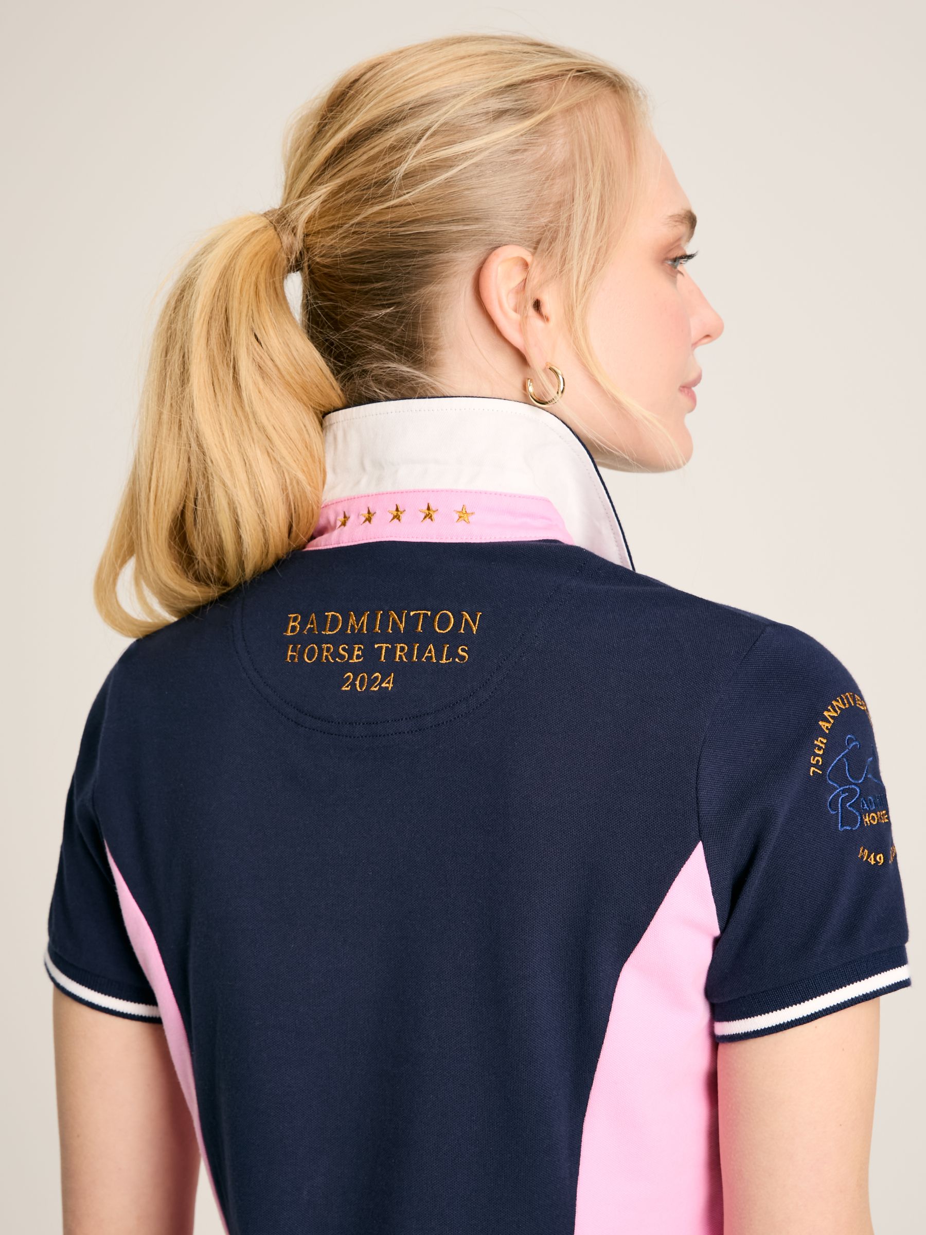 Official Badminton Navy & Pink Polo Shirt - Image 5 of 6