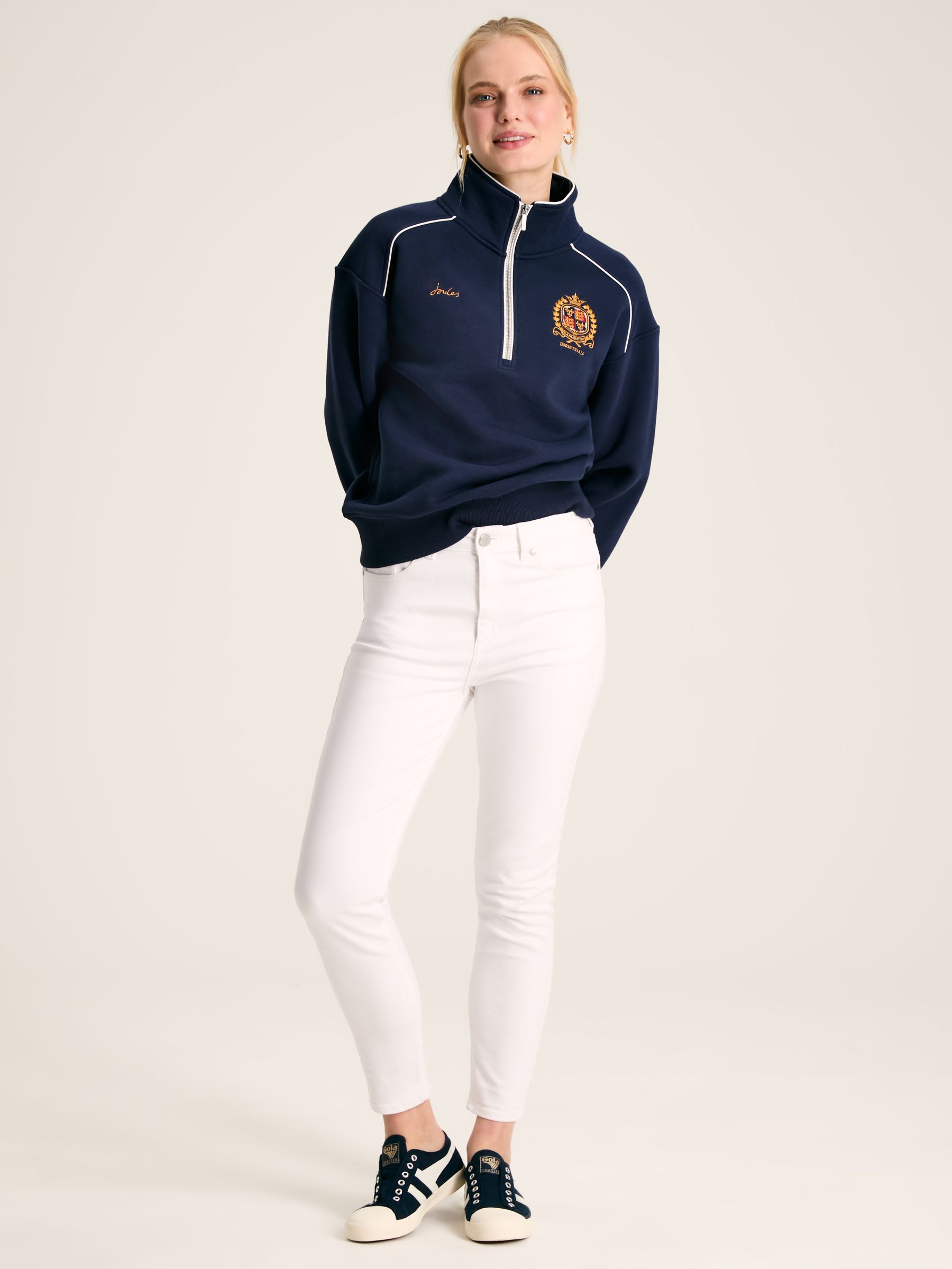 Official Badminton Navy Blue Unisex Quarter Zip Sweatshirt - Image 3 of 7