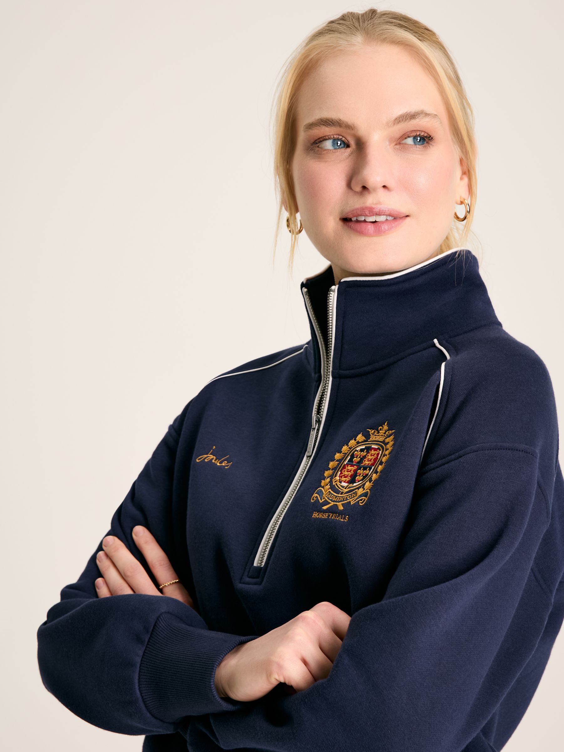Official Badminton Navy Blue Unisex Quarter Zip Sweatshirt - Image 5 of 7