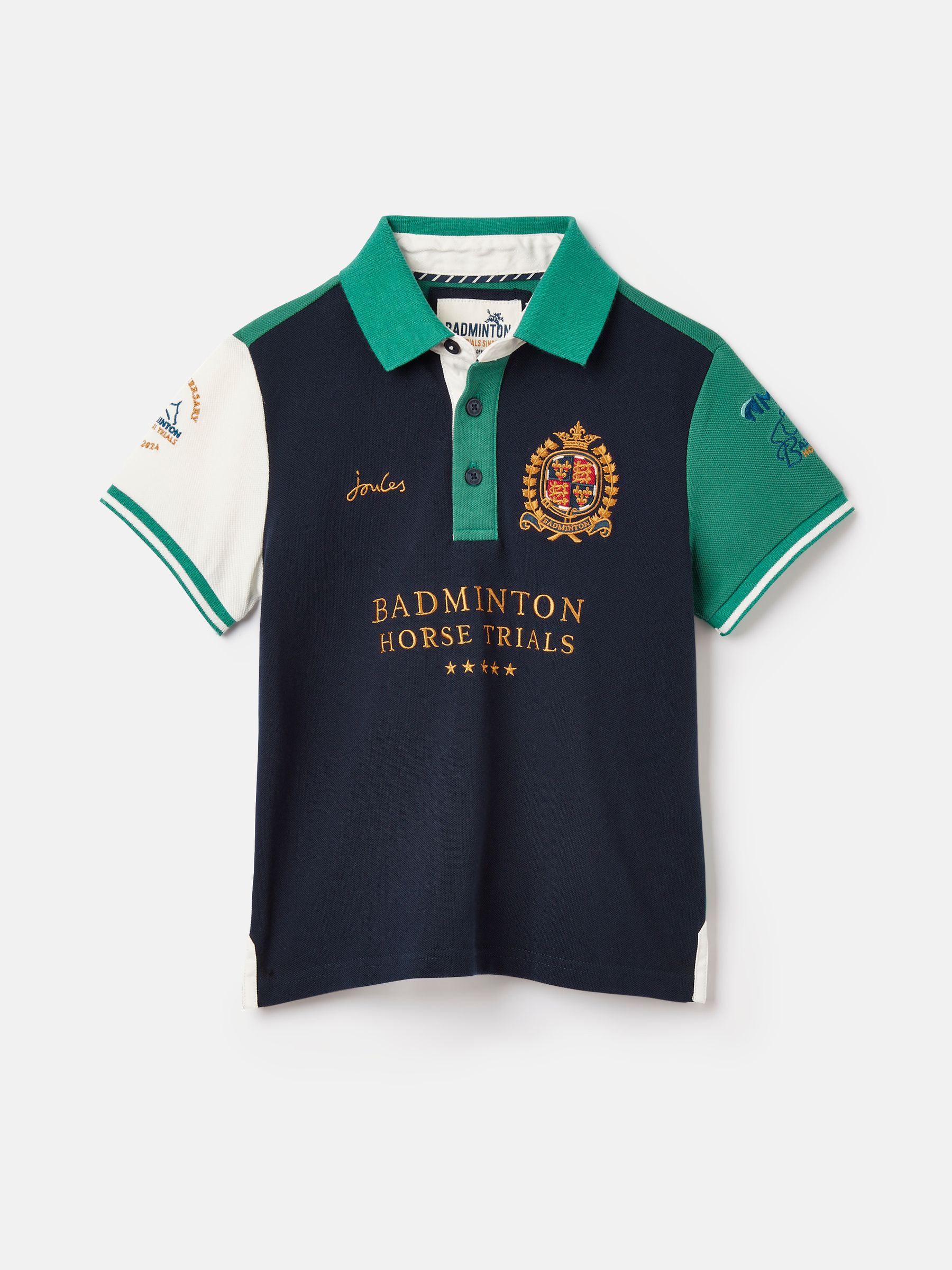 Boys' Badminton Green & Navy Boys' Polo Shirt | Joules