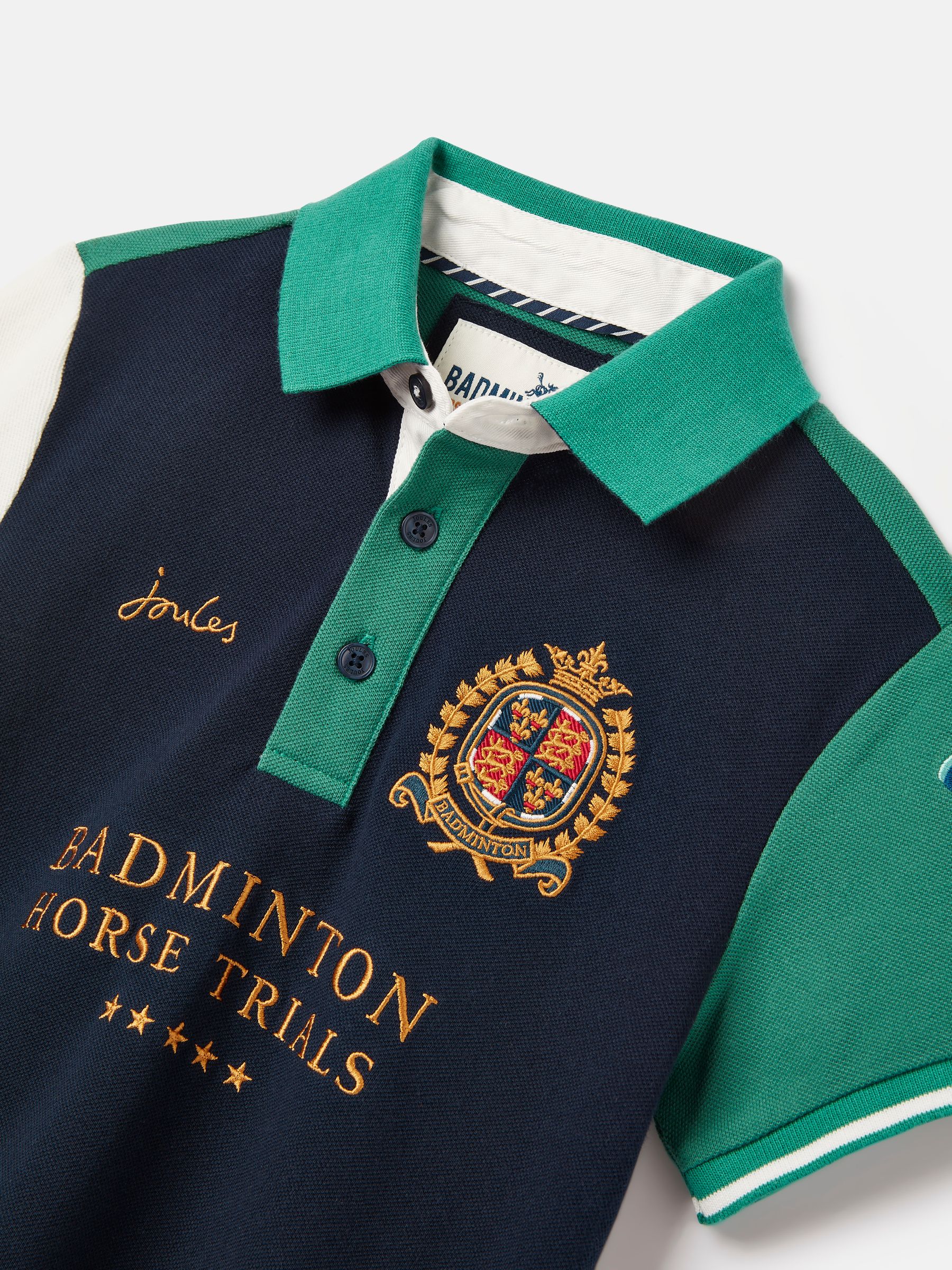 Boys' Badminton Green & Navy Boys' Polo Shirt - Image 3 of 6