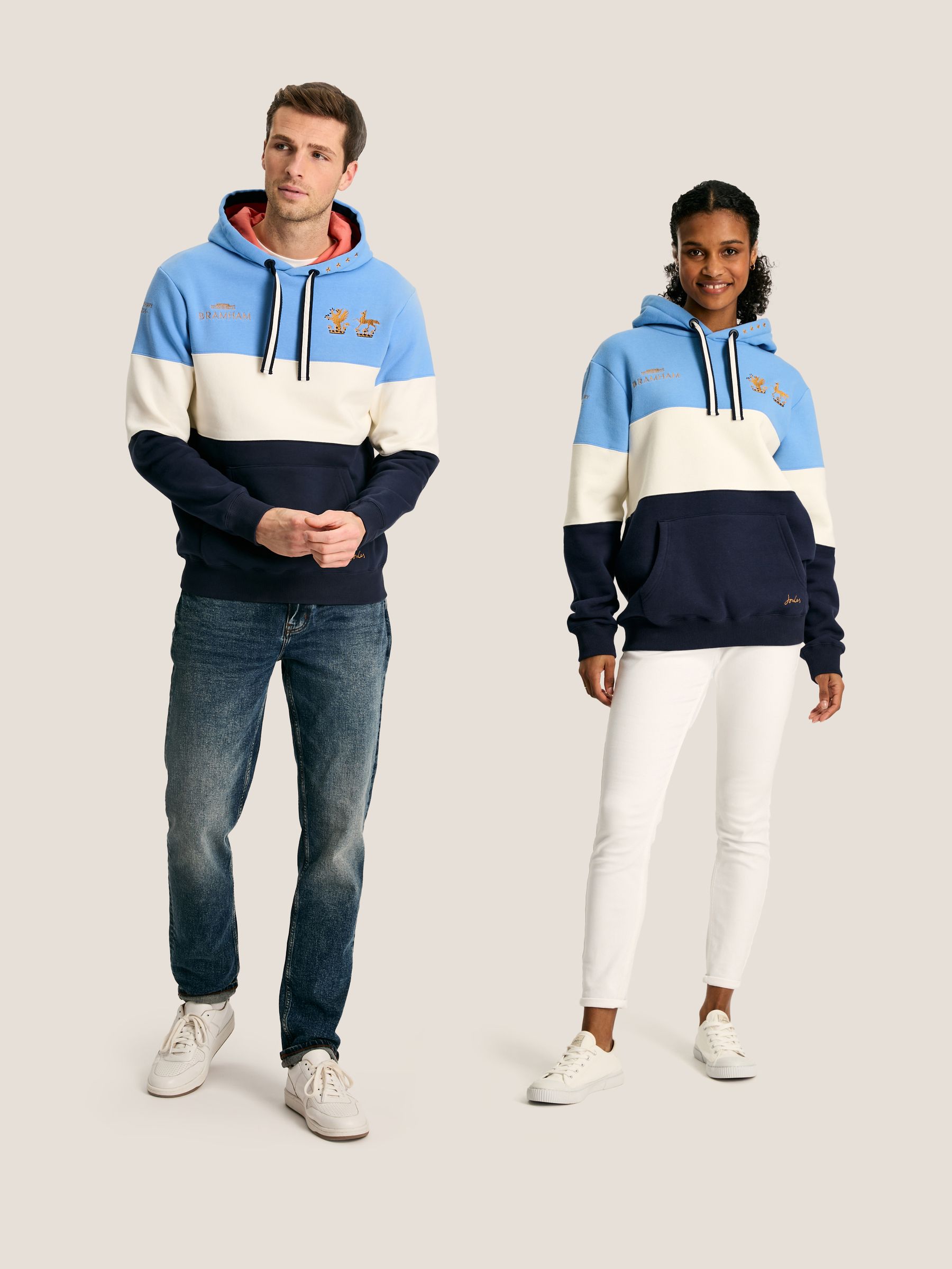 Bramham Blue & Cream Unisex Hoodie - Image 1 of 3 Bramham Blue & Cream Unisex Hoodie - Image 1 of 3