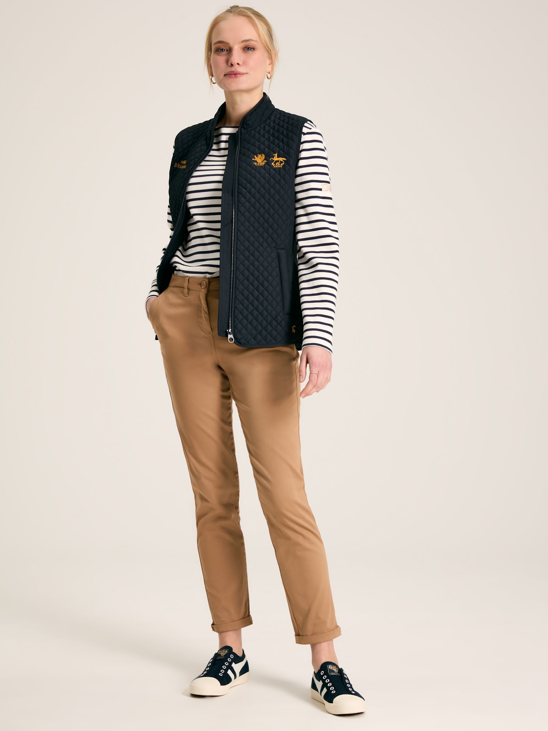 Official Bramham Navy Blue Diamond Quilted Gilet - Image 4 of 7