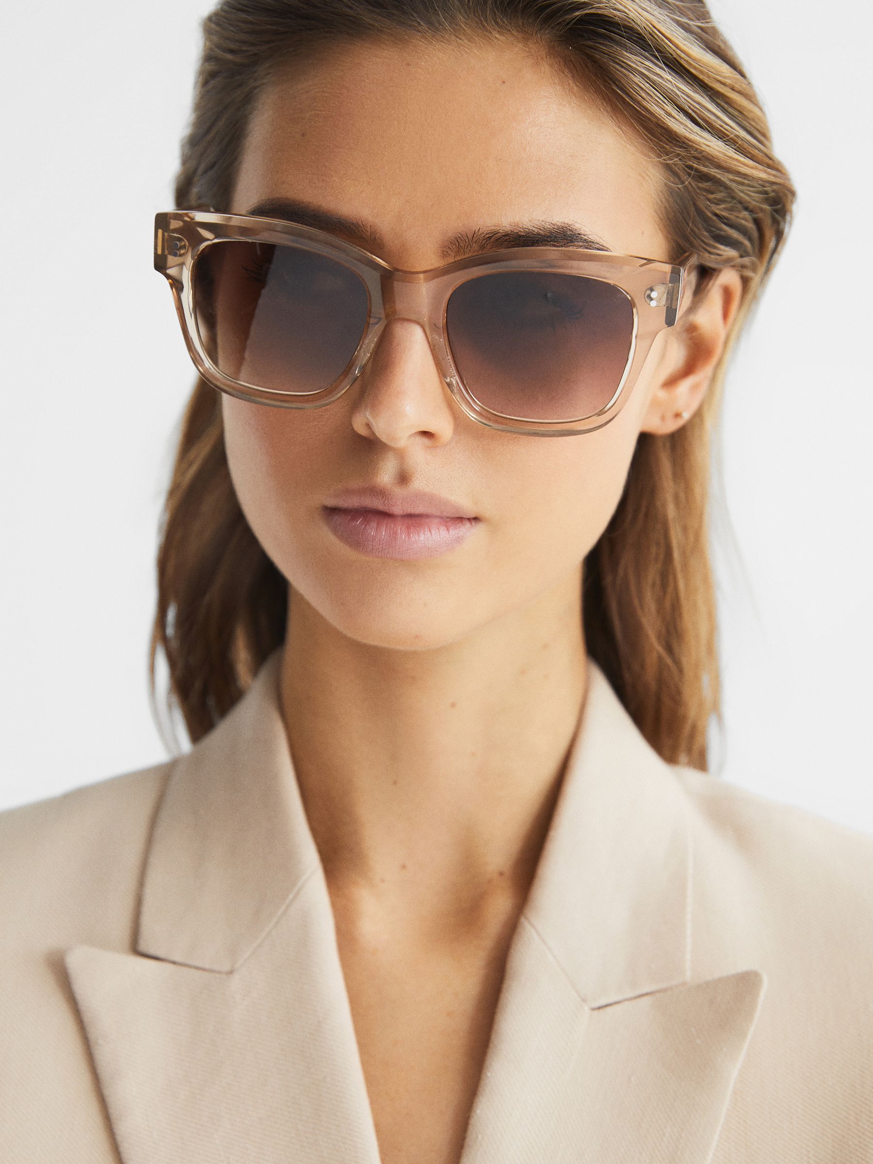 Chimi Large Frame Acetate Sunglasses in Ecru - Image 2 of 6