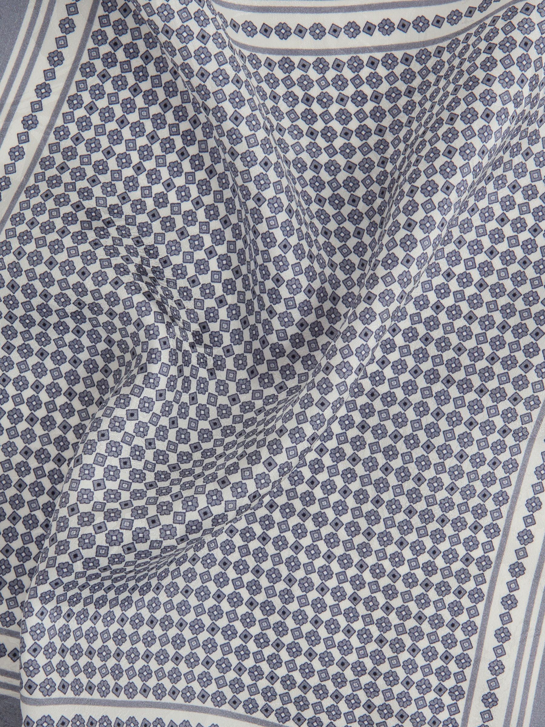 Silk Geometric Pocket Square in Steel Grey - Image 4 of 4