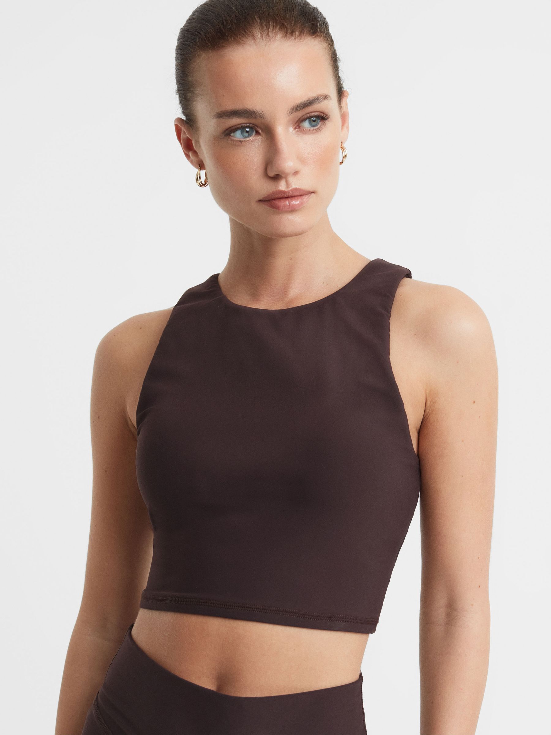 The Upside Cropped Tank Top in Brown - Image 1 of 4