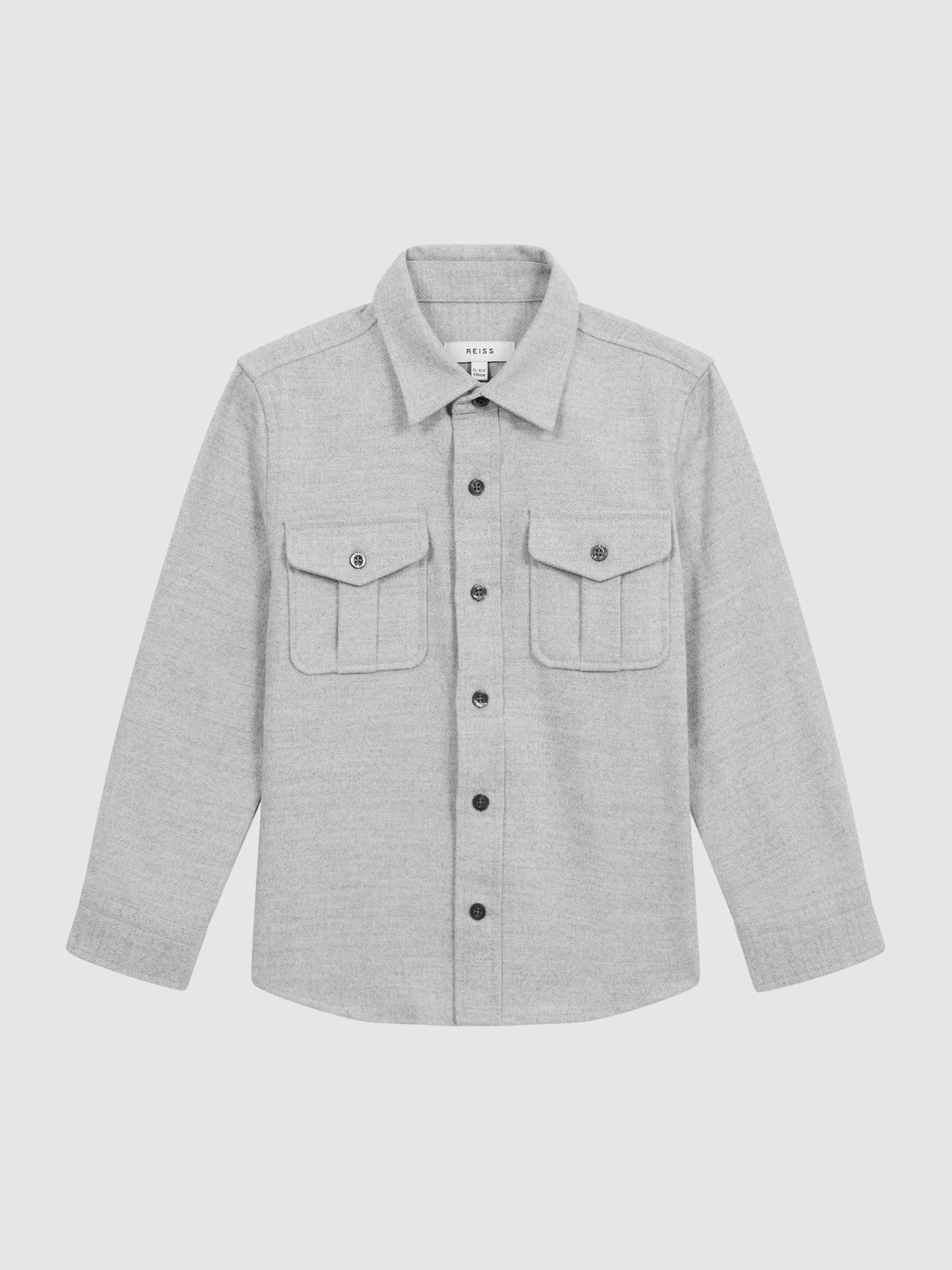 Senior Brushed Twin Pocket Overshirt in Grey - Image 2 of 5