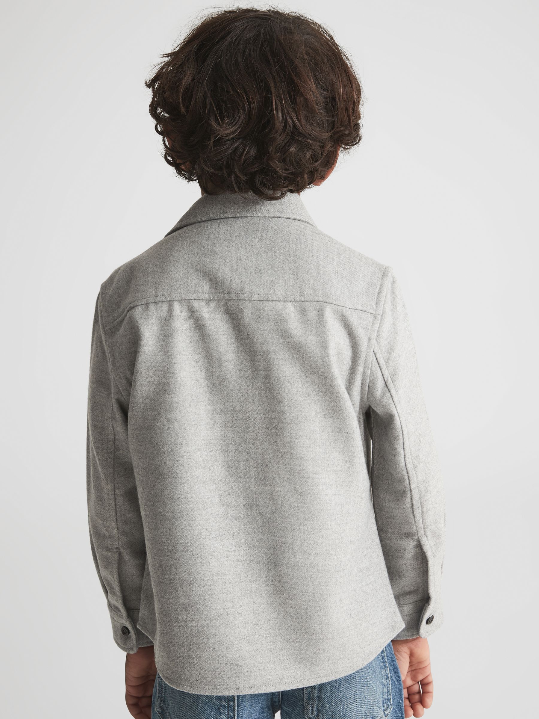 Senior Brushed Twin Pocket Overshirt in Grey - Image 4 of 5