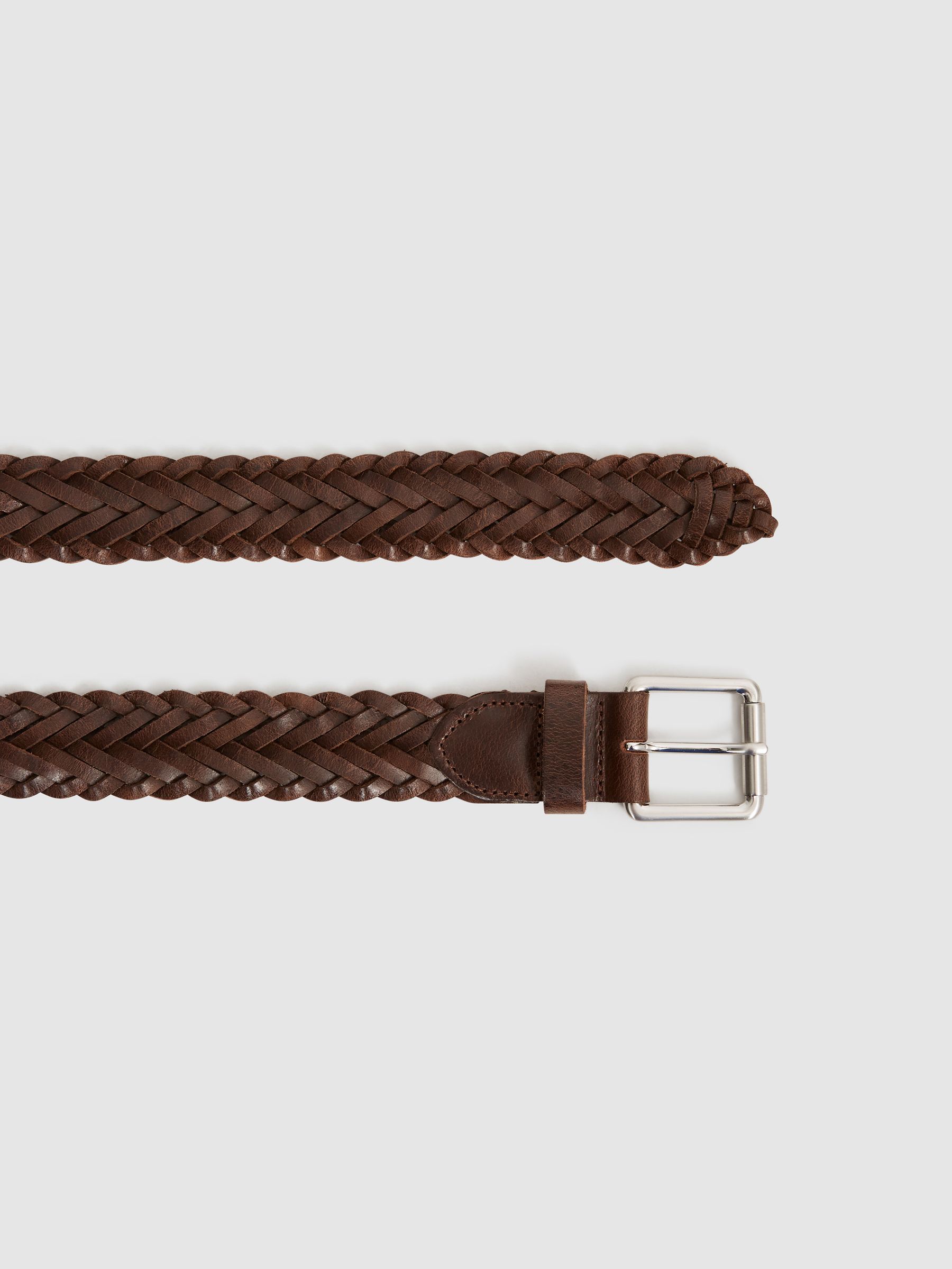 Woven Leather Belt in Chocolate - Image 5 of 6
