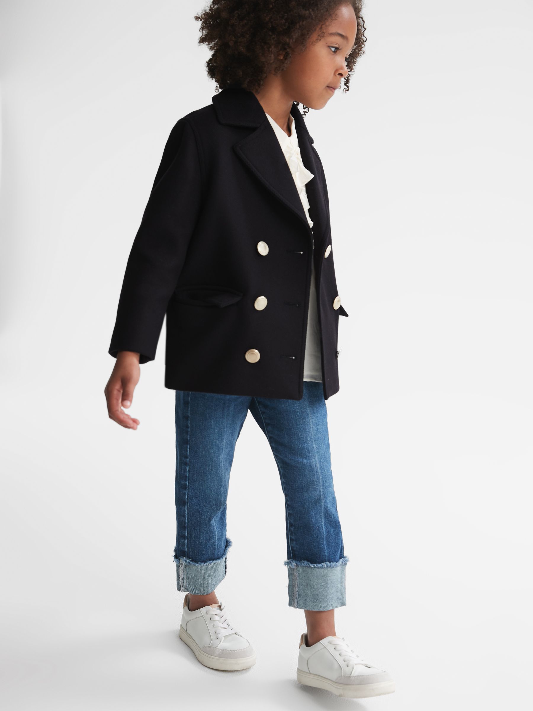 Senior Wool Pea Coat in Navy - Image 1 of 8 Senior Wool Pea Coat in Navy - Image 1 of 8