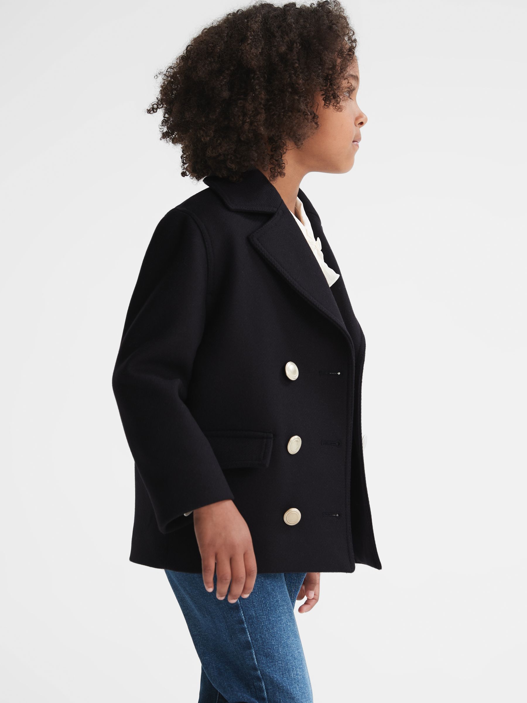 Senior Wool Pea Coat in Navy - Image 4 of 8