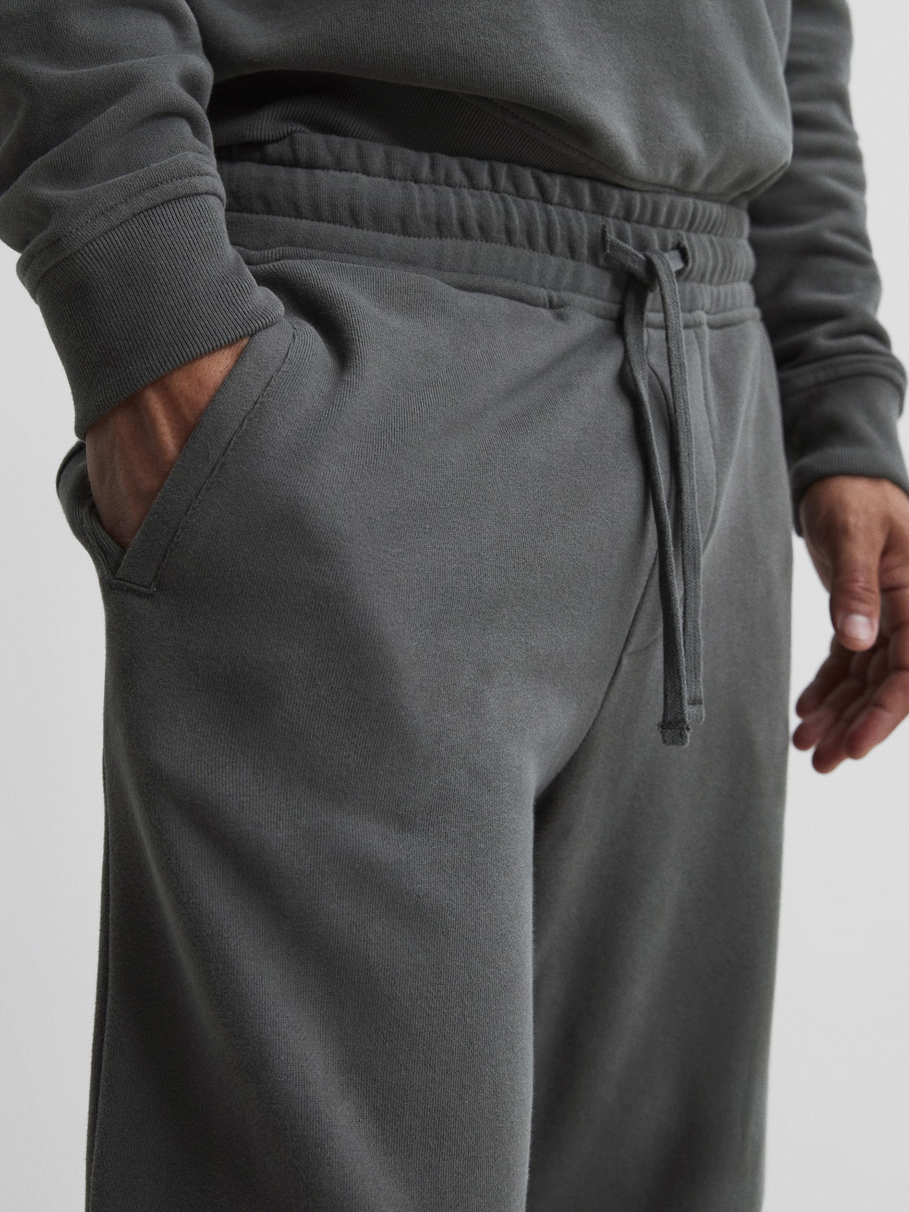 Oversized Garment Dye Joggers in Olive - Image 4 of 5