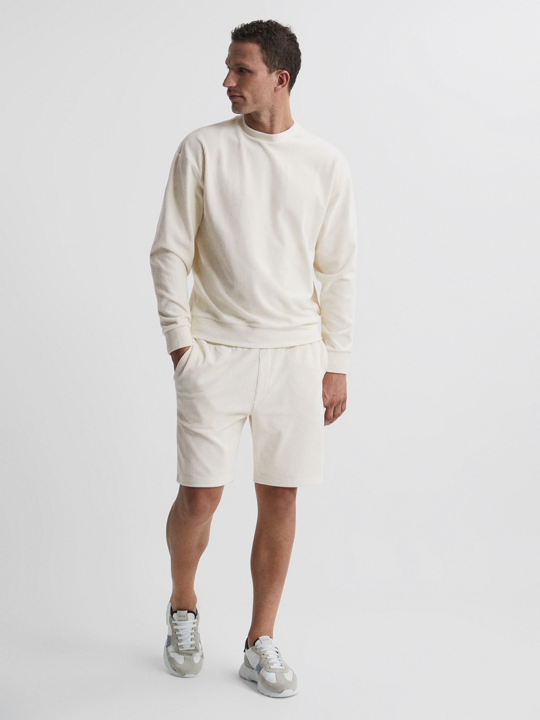 Jersey Cord Sweatshirt in Off White - Image 3 of 6