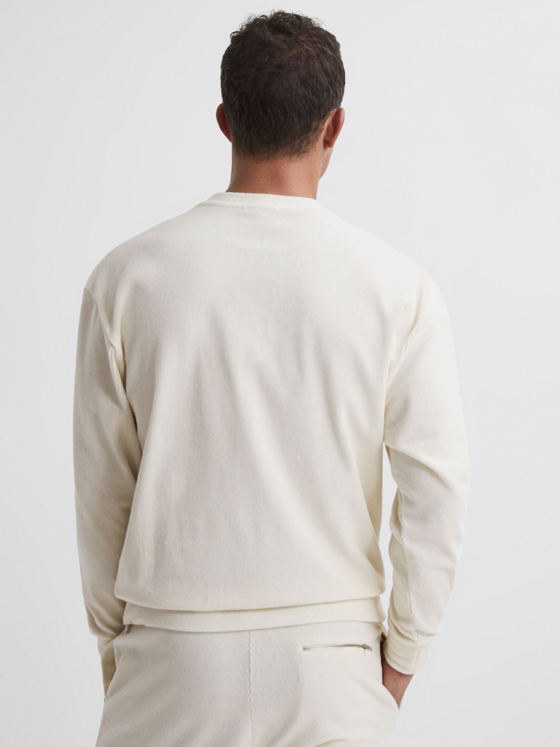 Jersey Cord Sweatshirt in Off White - Image 5 of 6