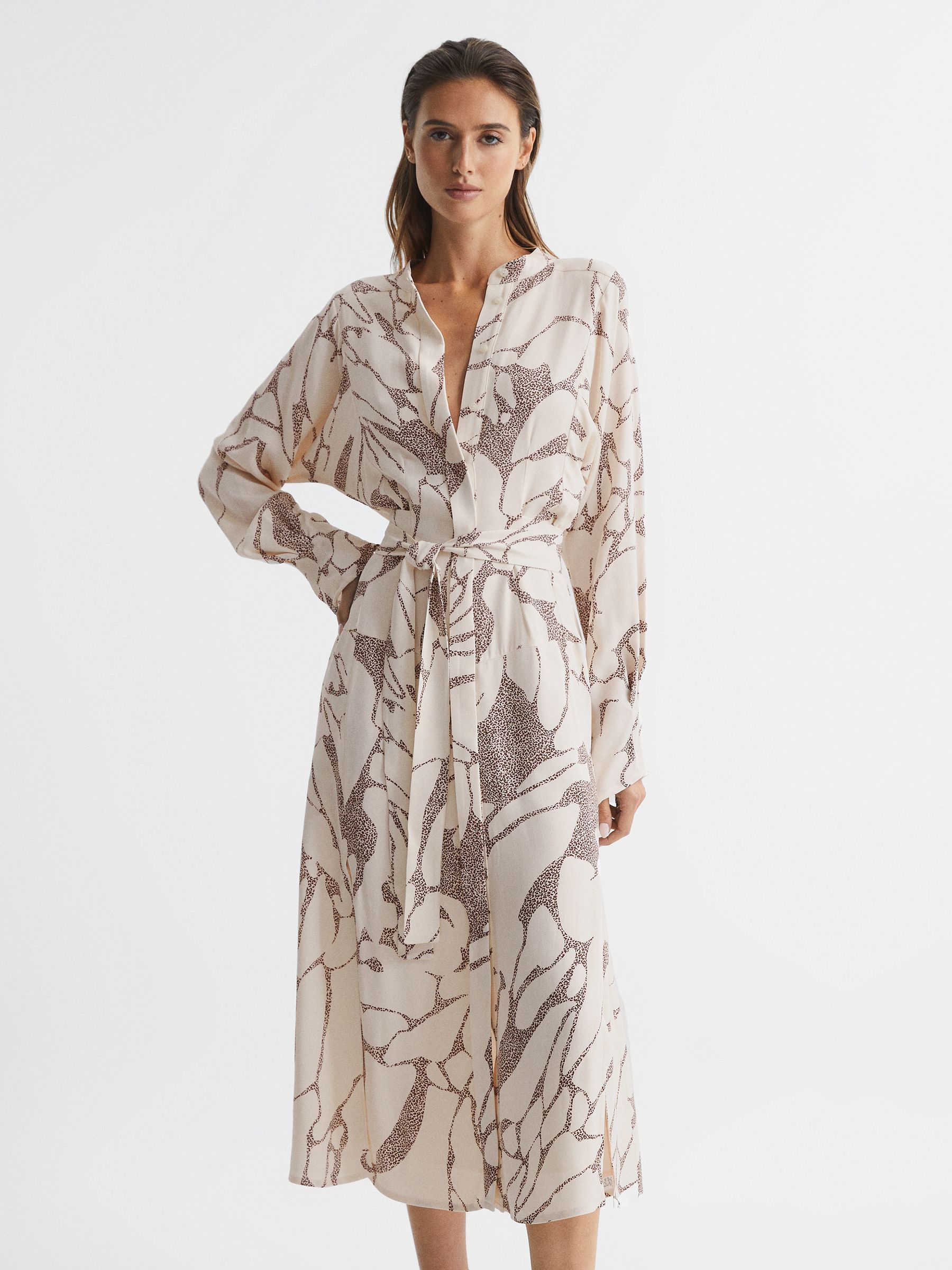 Petite Leopard-Print Dress in Cream - Image 1 of 7