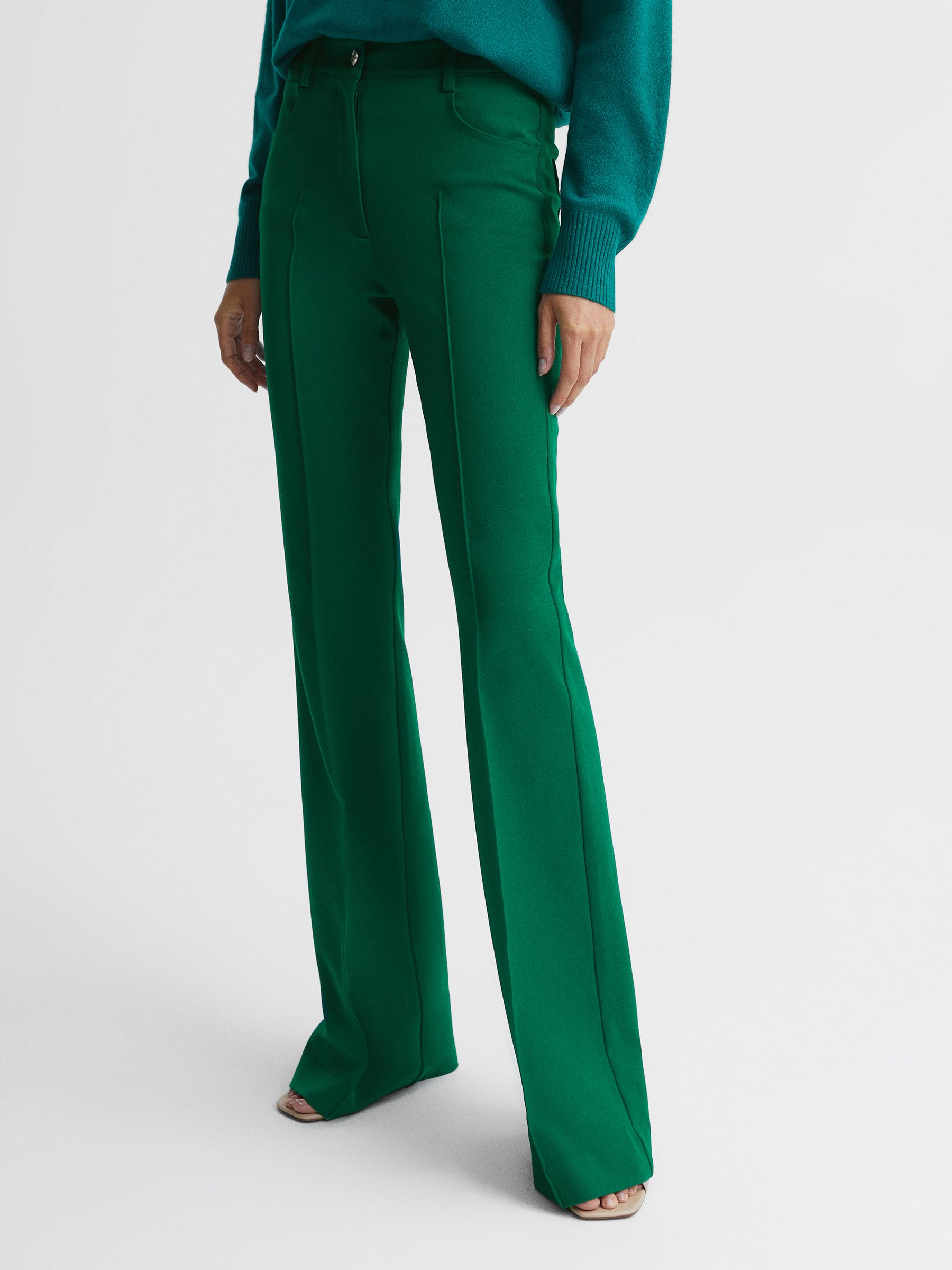 Petite Flared Trousers in Dark Green - Image 3 of 6