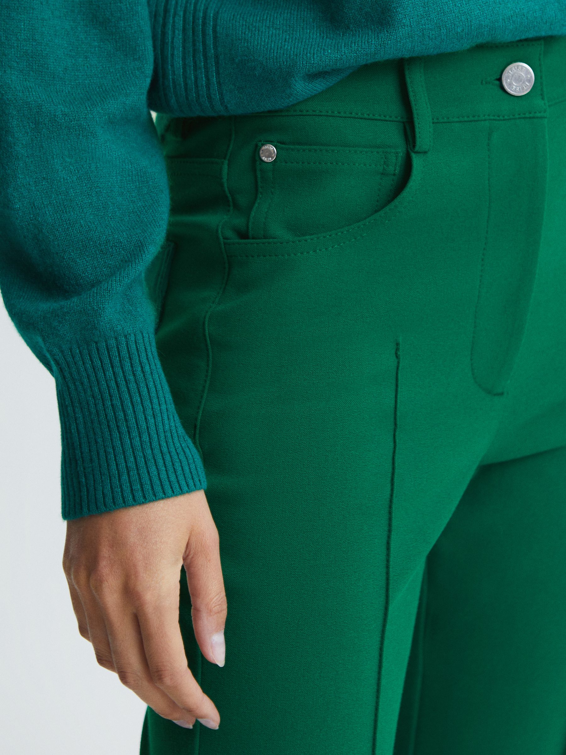 Petite Flared Trousers in Dark Green - Image 4 of 6