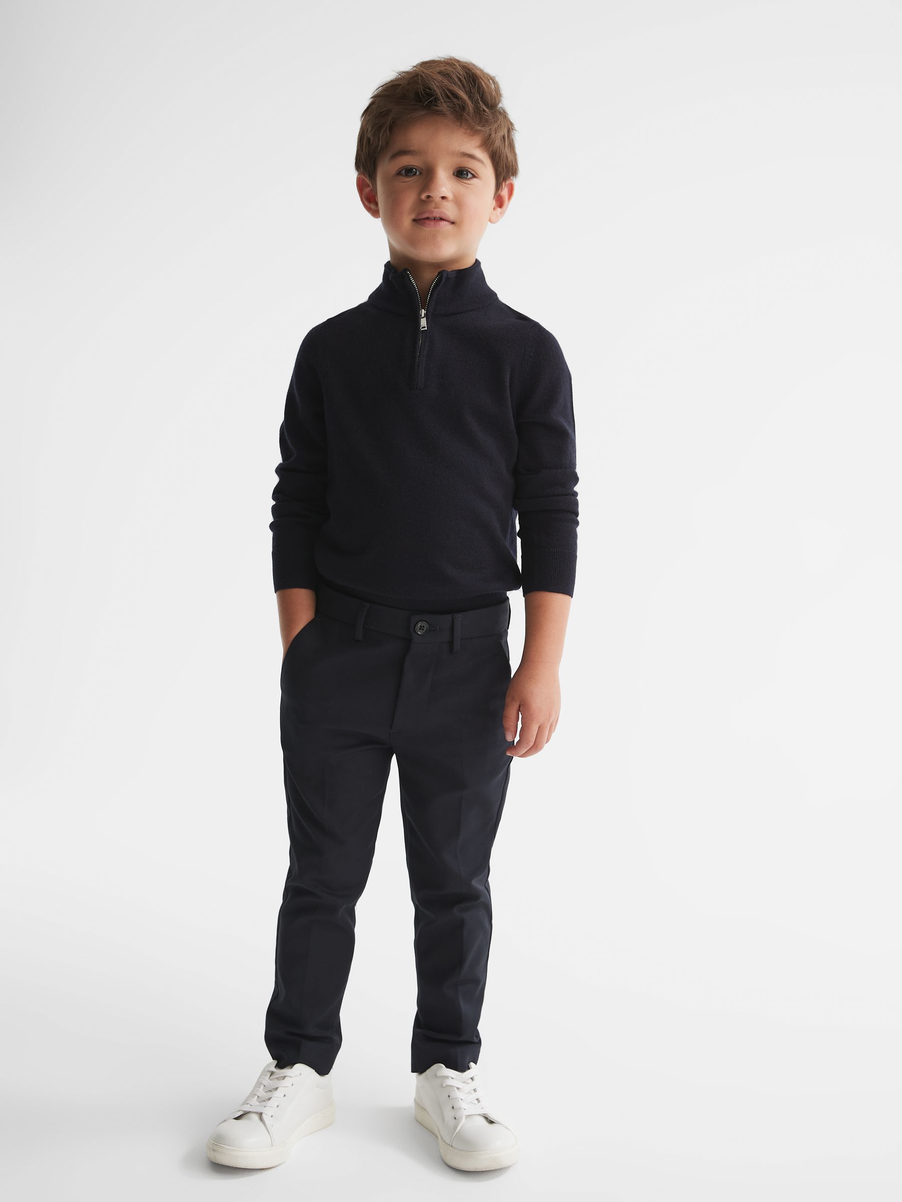 Senior Slim Fit Tapered Chinos in Navy - Image 1 of 6