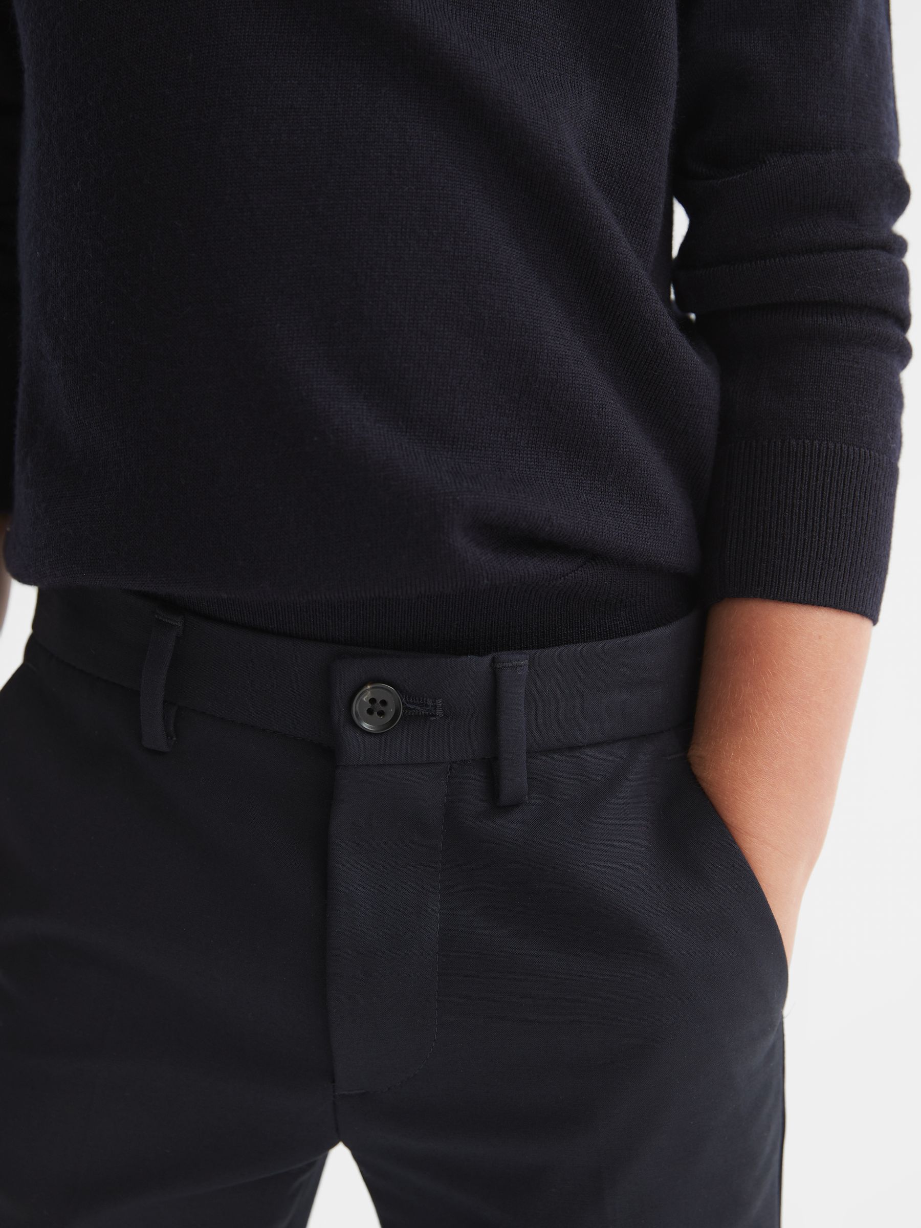 Senior Slim Fit Tapered Chinos in Navy - Image 4 of 6