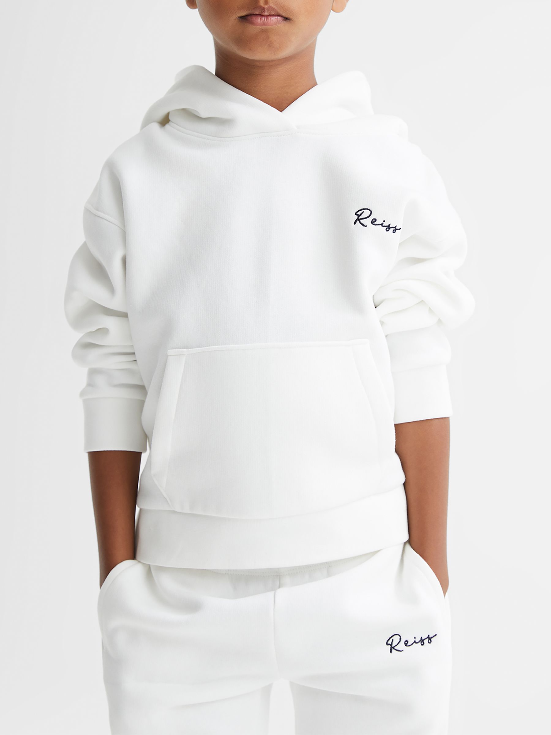 Senior Embroidered Jersey Hoodie in Ecru - Image 1 of 11