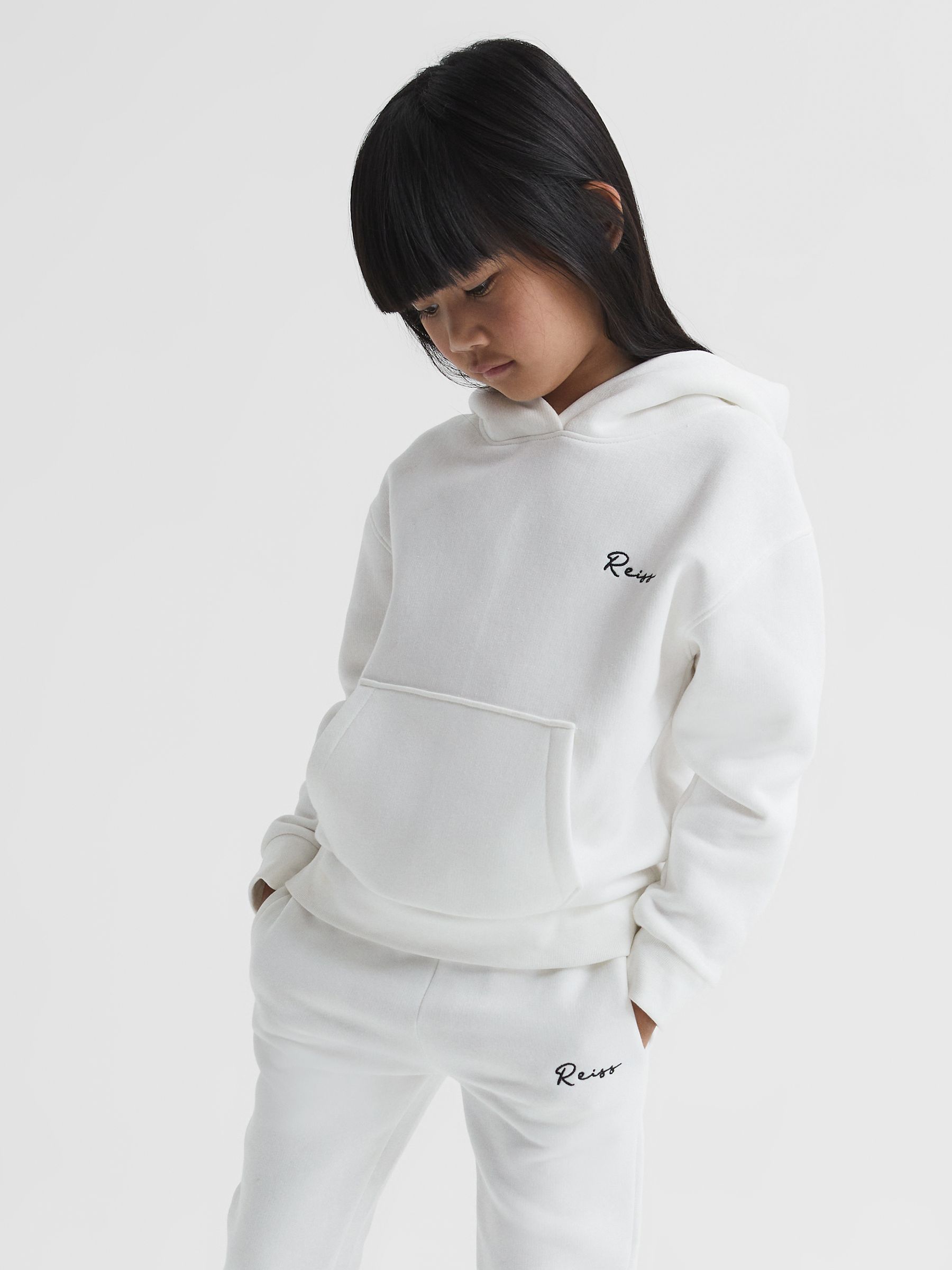 Senior Embroidered Jersey Hoodie in Ecru - Image 6 of 11