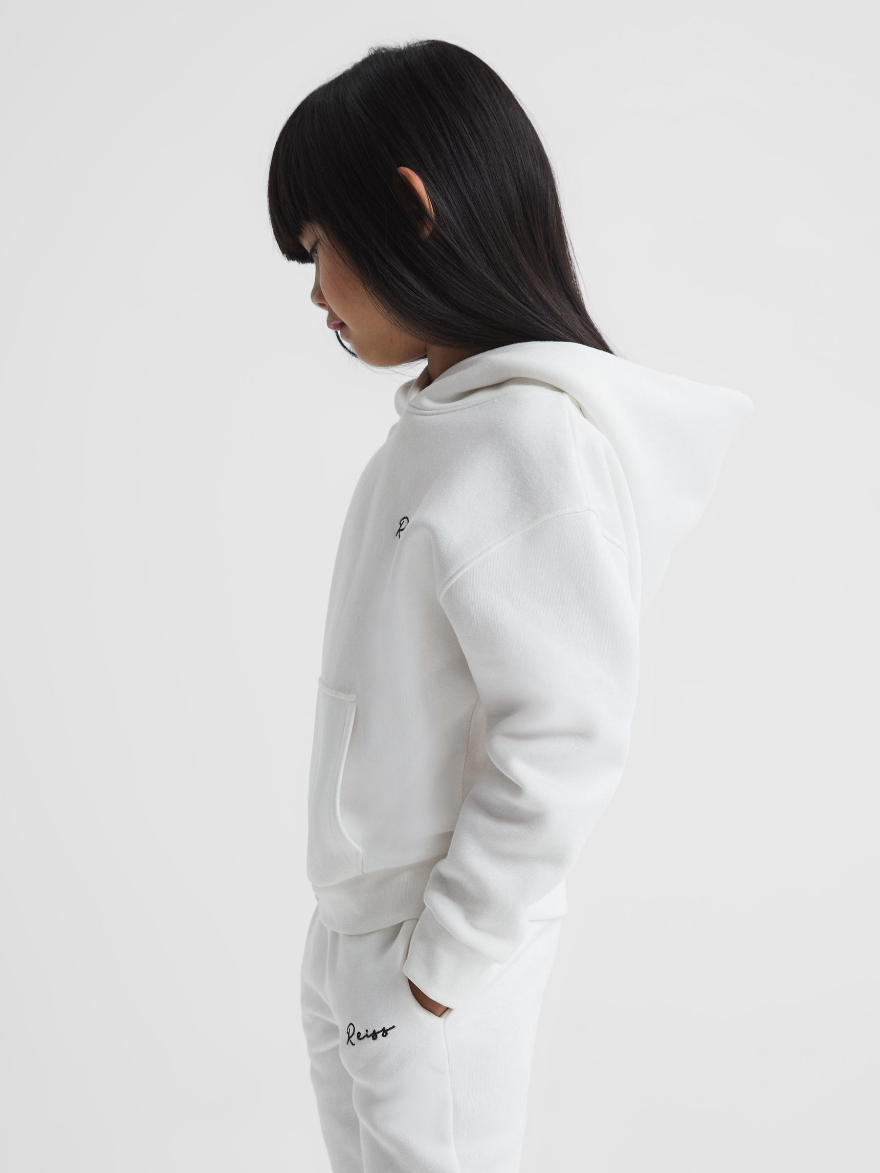 Senior Embroidered Jersey Hoodie in Ecru - Image 8 of 11