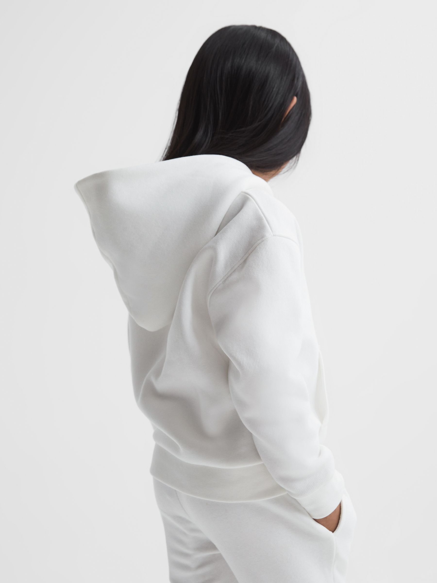 Senior Embroidered Jersey Hoodie in Ecru - Image 9 of 11