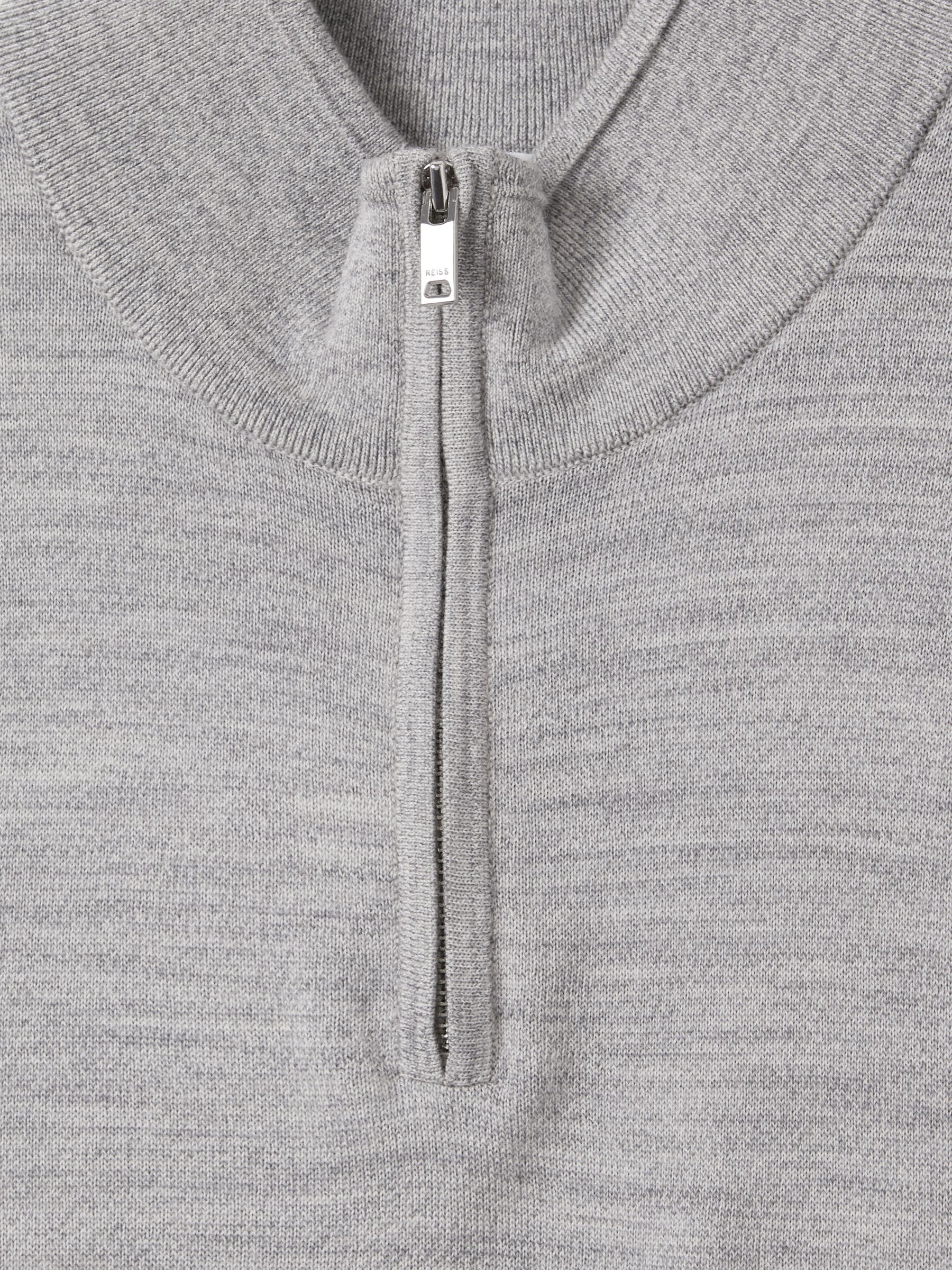 Merino Wool Half-Zip Jumper in Soft Grey Mouline - Image 7 of 7
